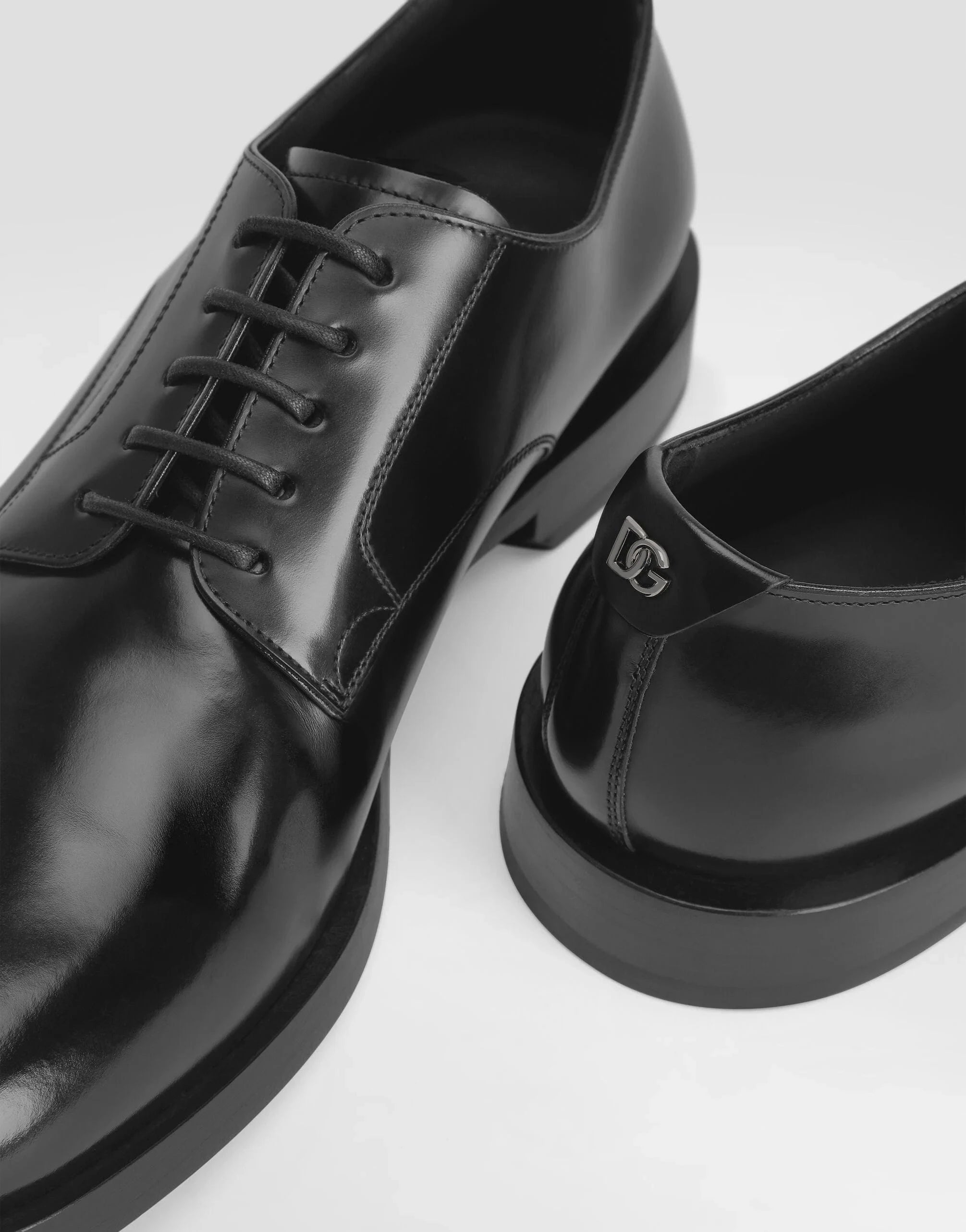 Dolce & Gabbana Black Brushed Leather Derby Shoes