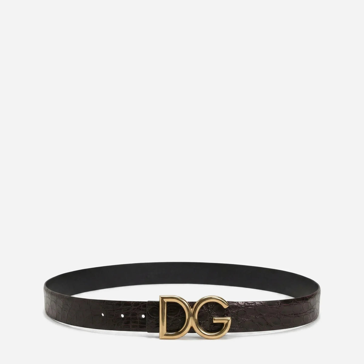 Dolce & Gabbana ブラックカイマンレザー DG ベルト | Sendegaro JP
