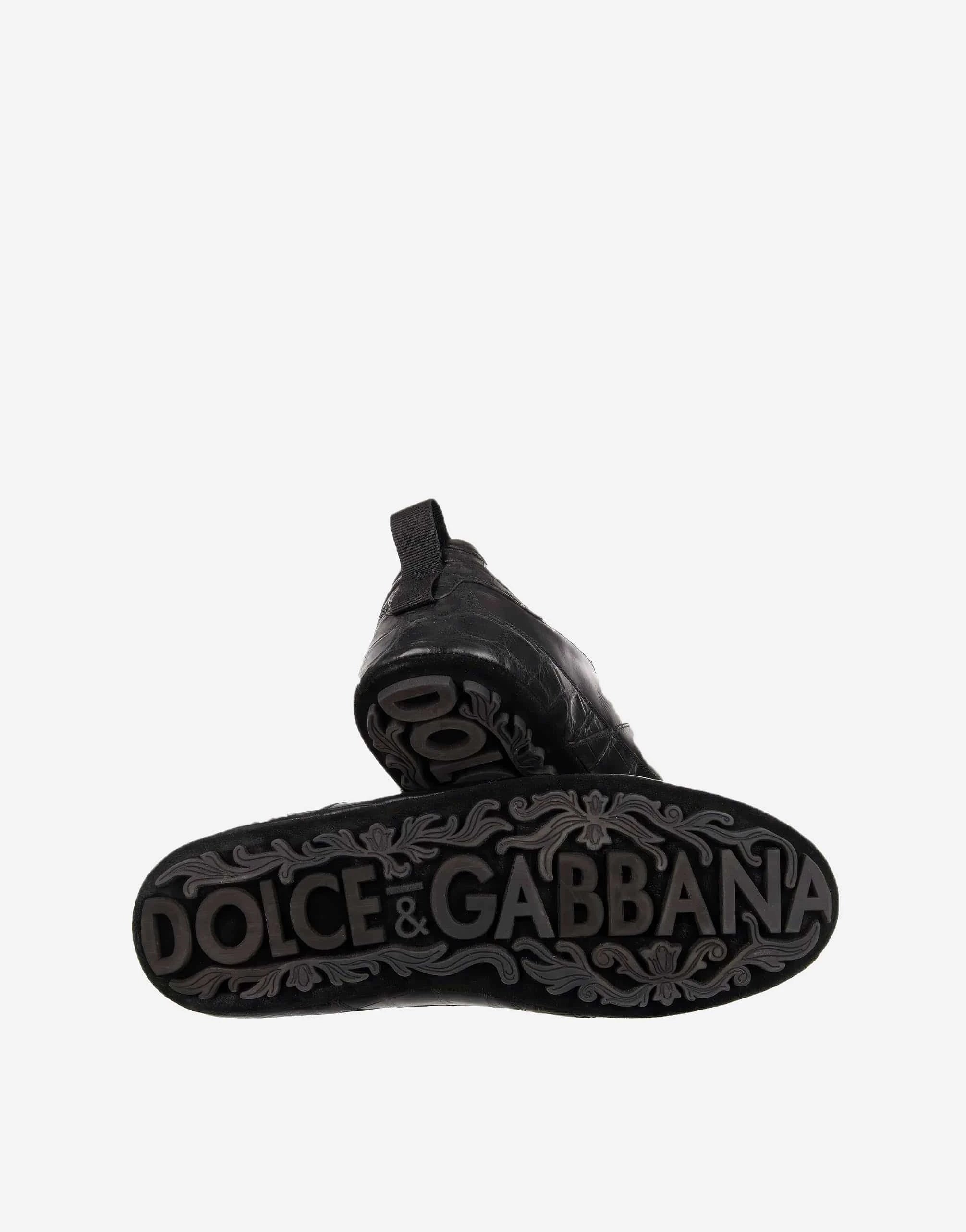 Dolce & Gabbana Black Caiman Leather Sneakers