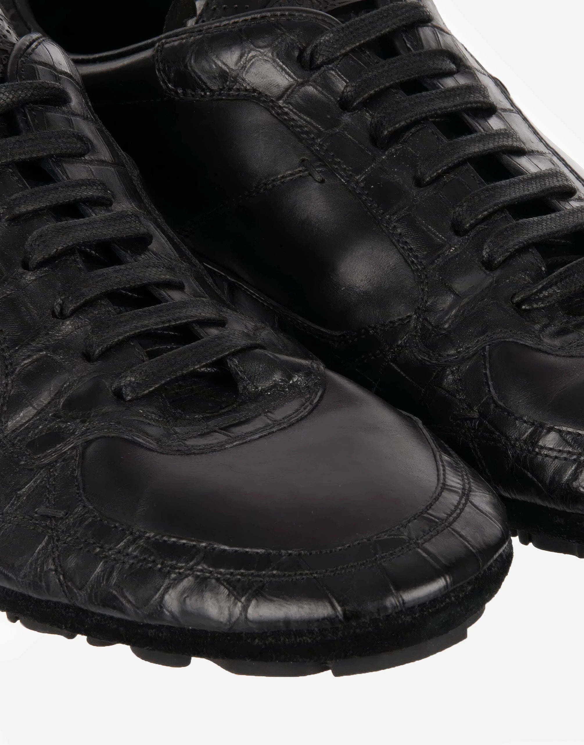 Dolce & Gabbana Black Caiman Leather Sneakers