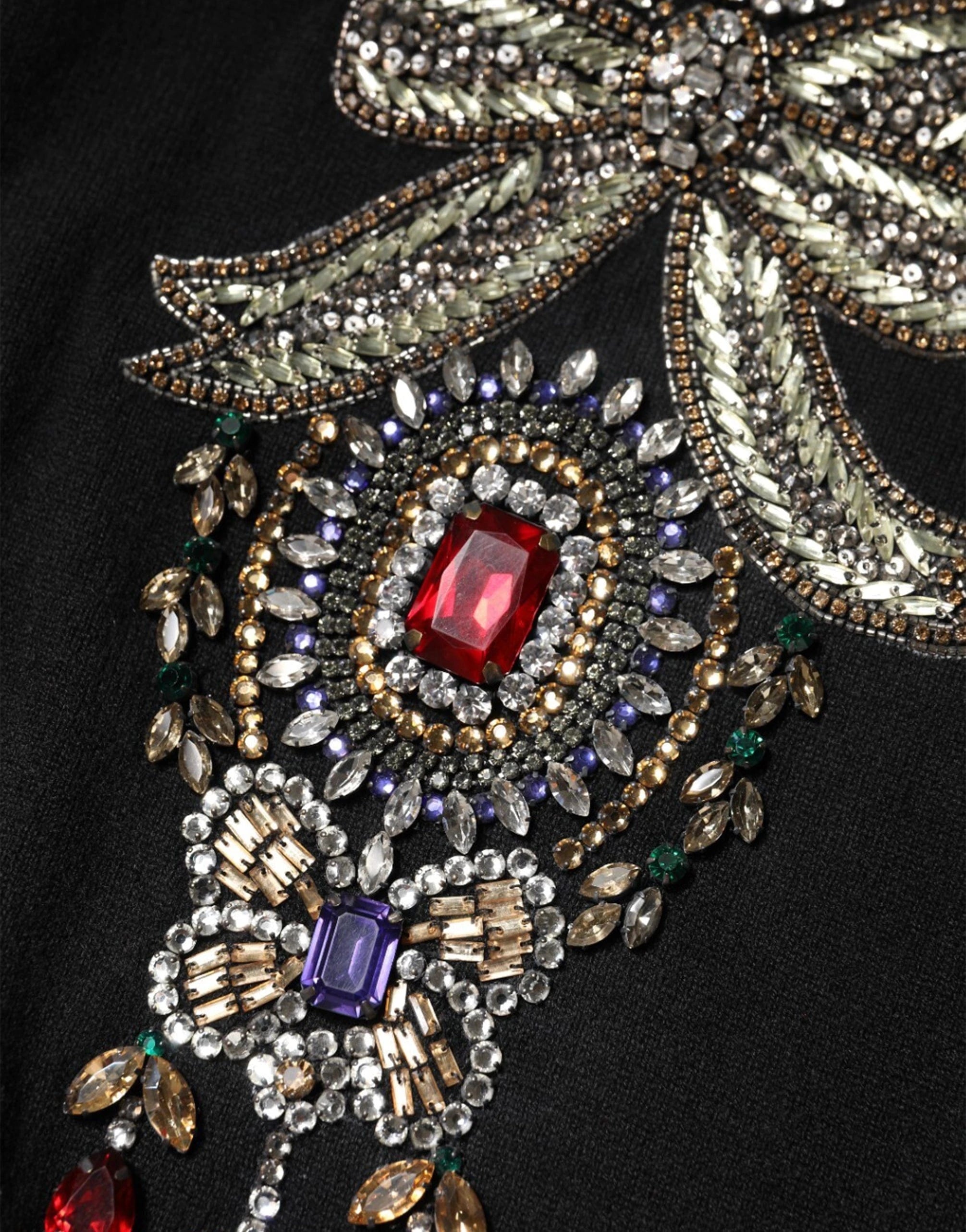 Dolce & Gabbana Black Crystal-Embellished Cashmere Sweater