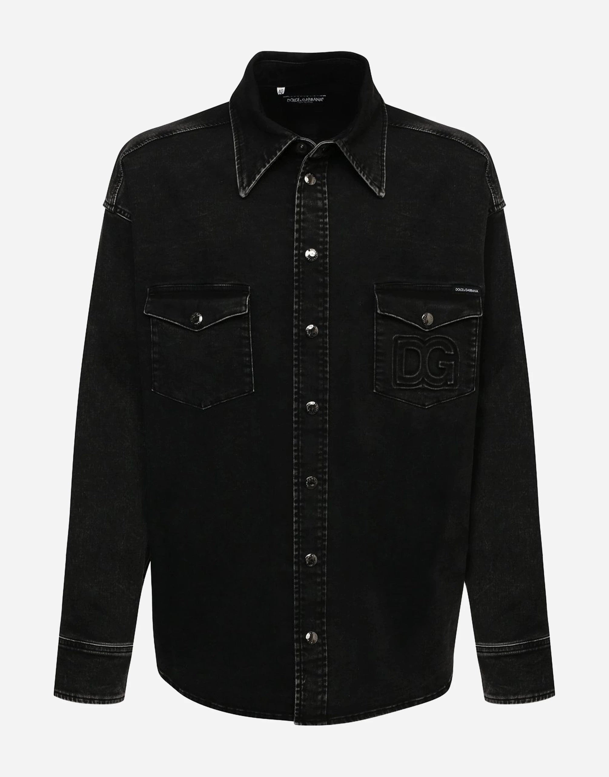 Dolce & Gabbana Black Denim Logo Shirt