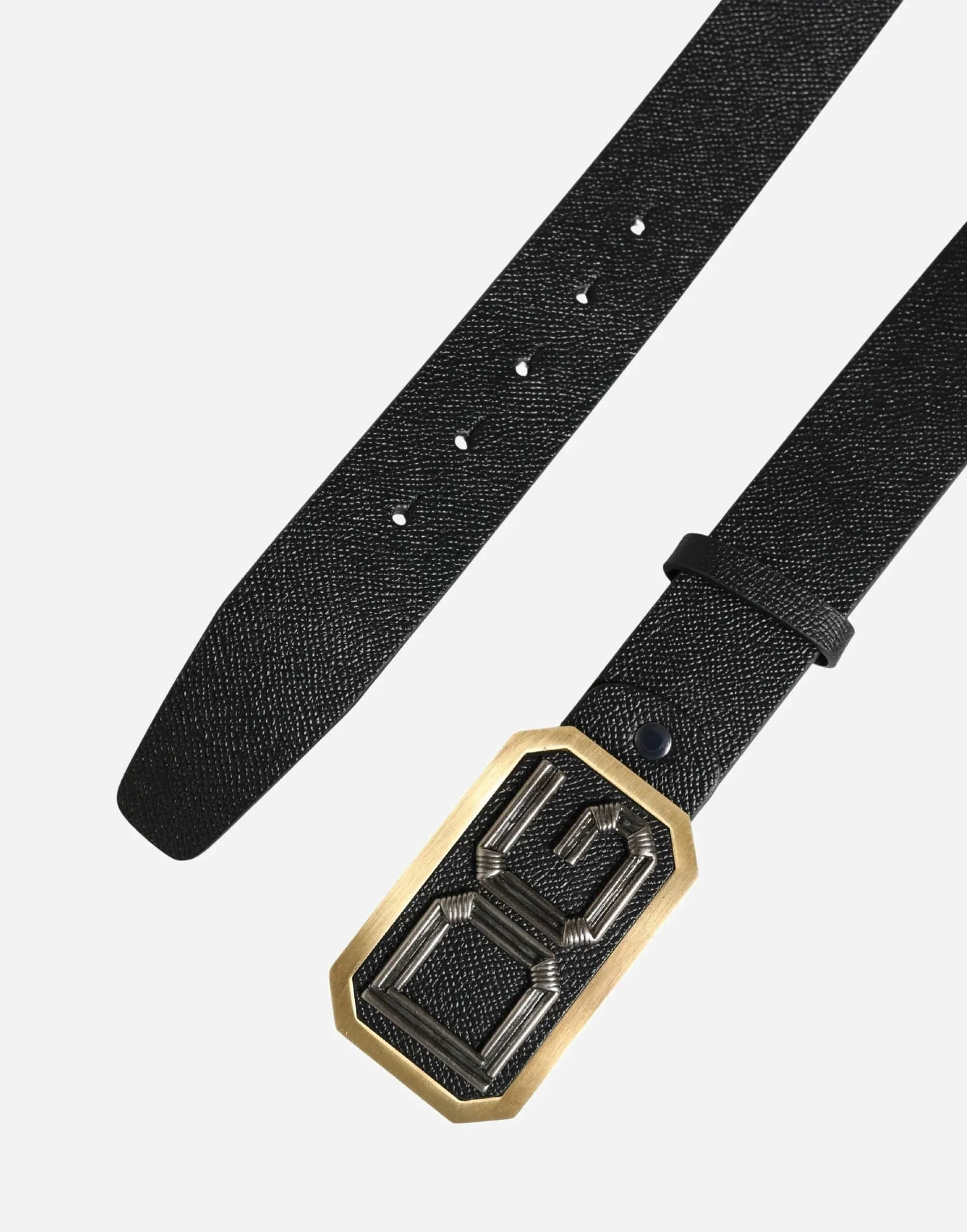 Dolce & Gabbana Black DG Logo Leather Belt
