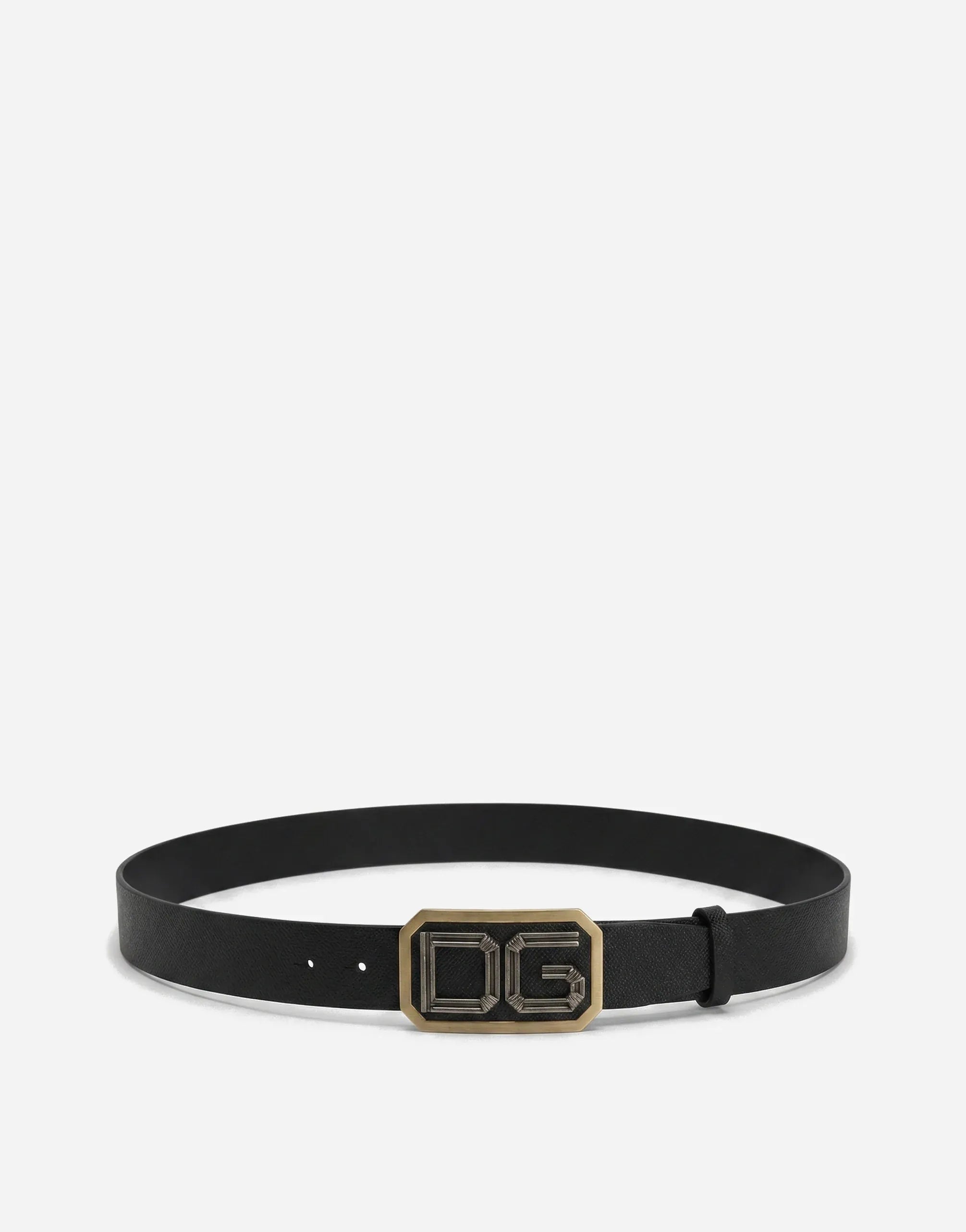 Dolce & Gabbana Black DG Logo Leather Belt