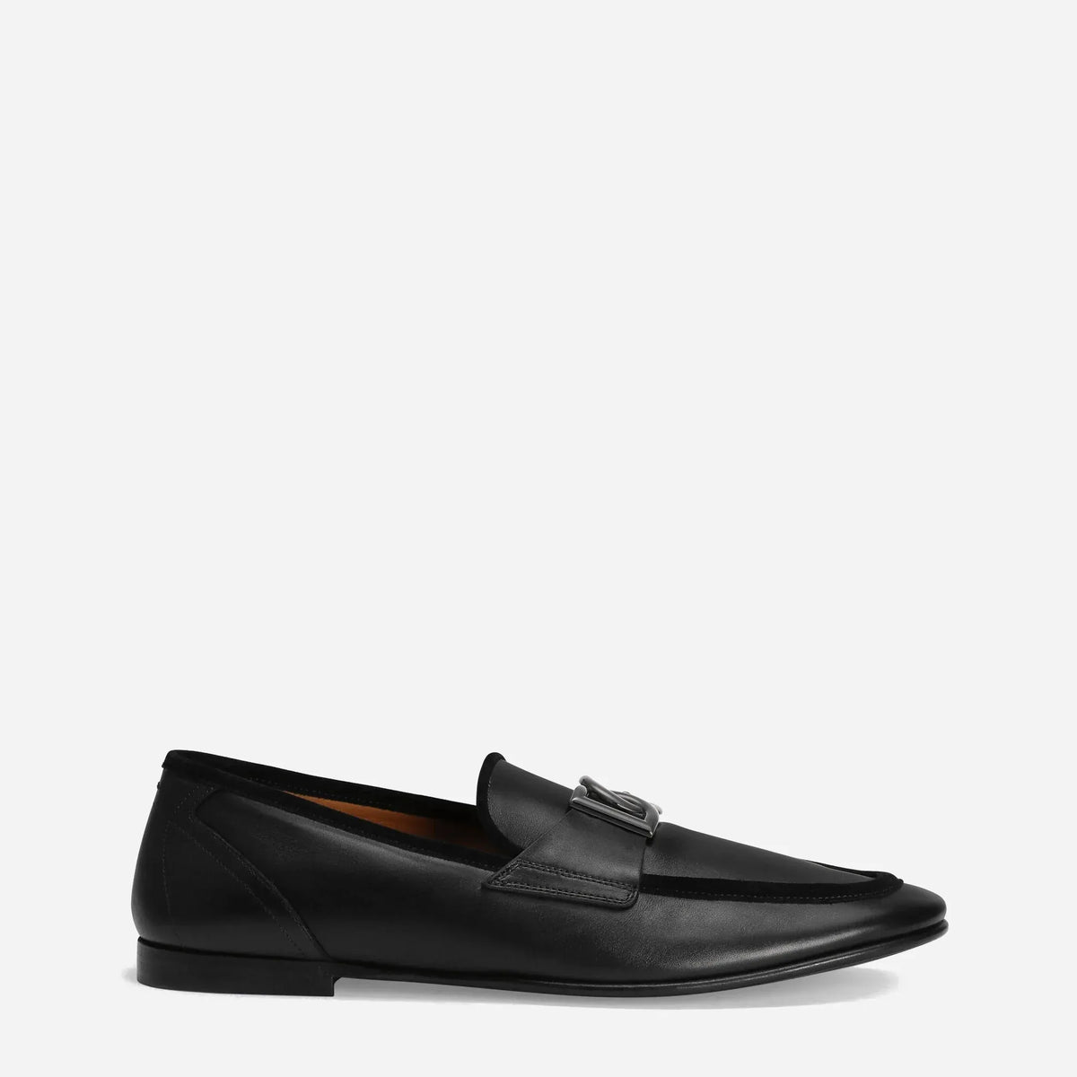 Dolce & Gabbana Black DG Logo Leather Loafers | Sendegaro