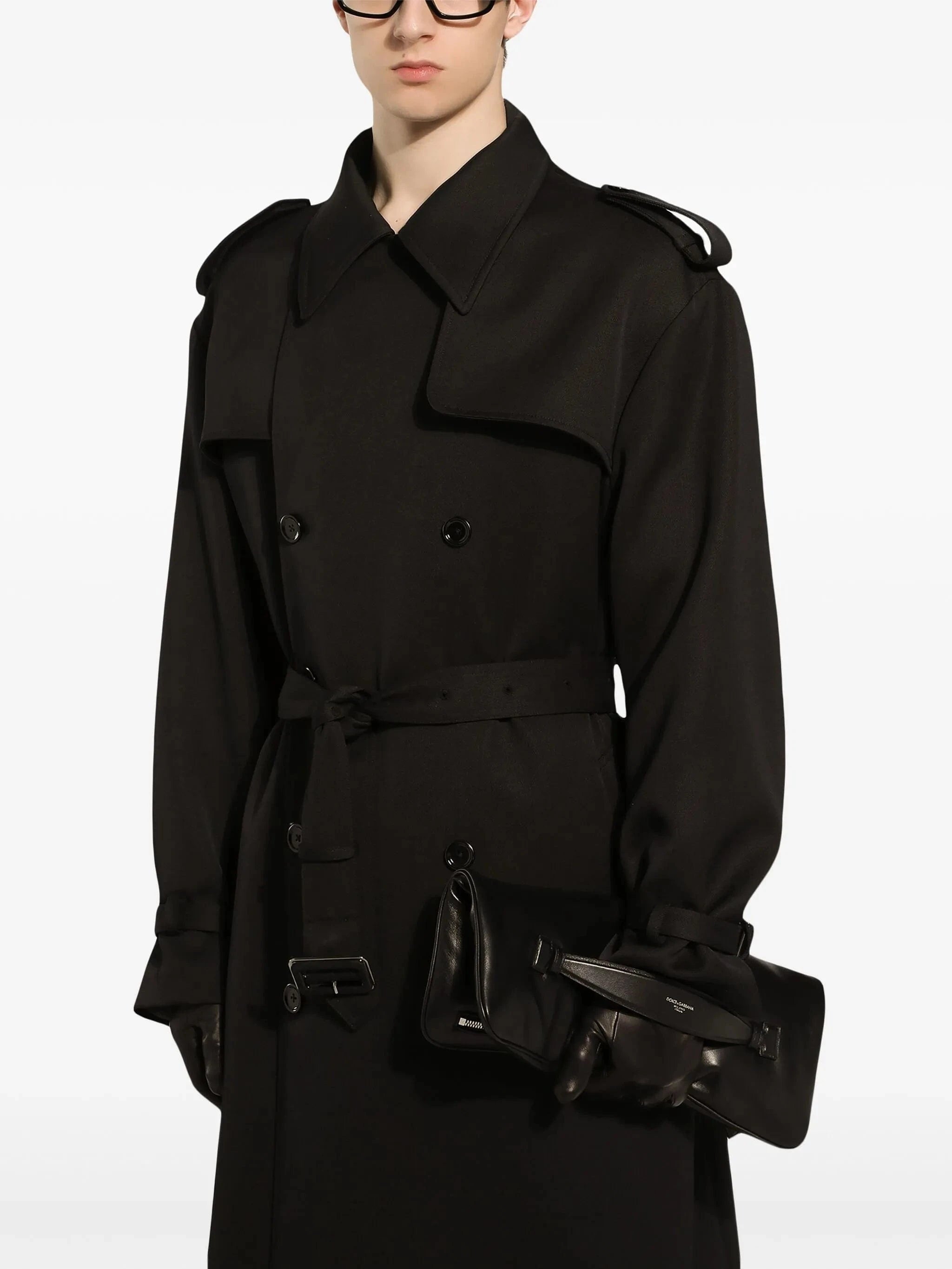 Dolce & Gabbana Black Double-Breasted Wool Coat
