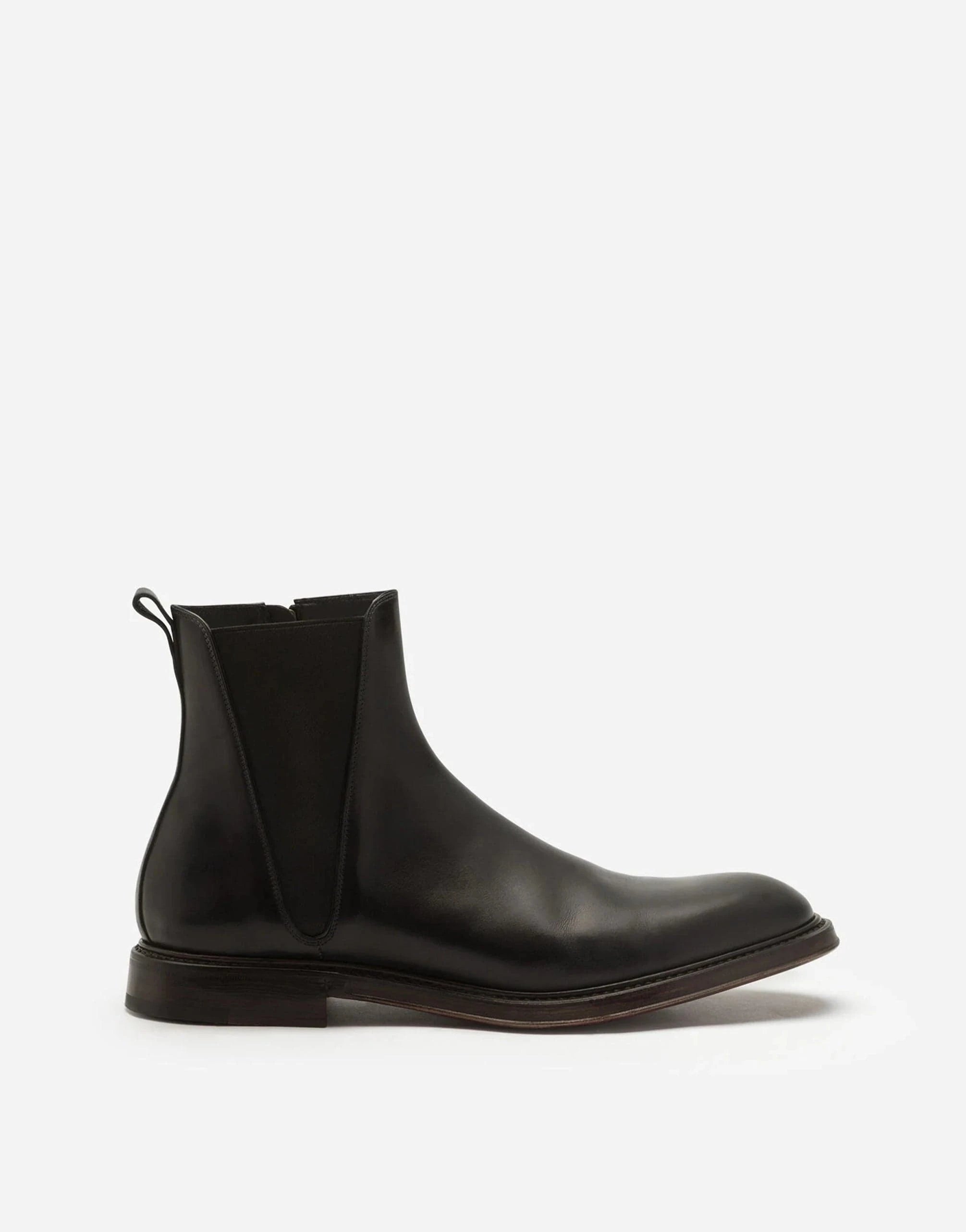 Dolce & Gabbana Black Hand-Painted Leather Chelsea Boots