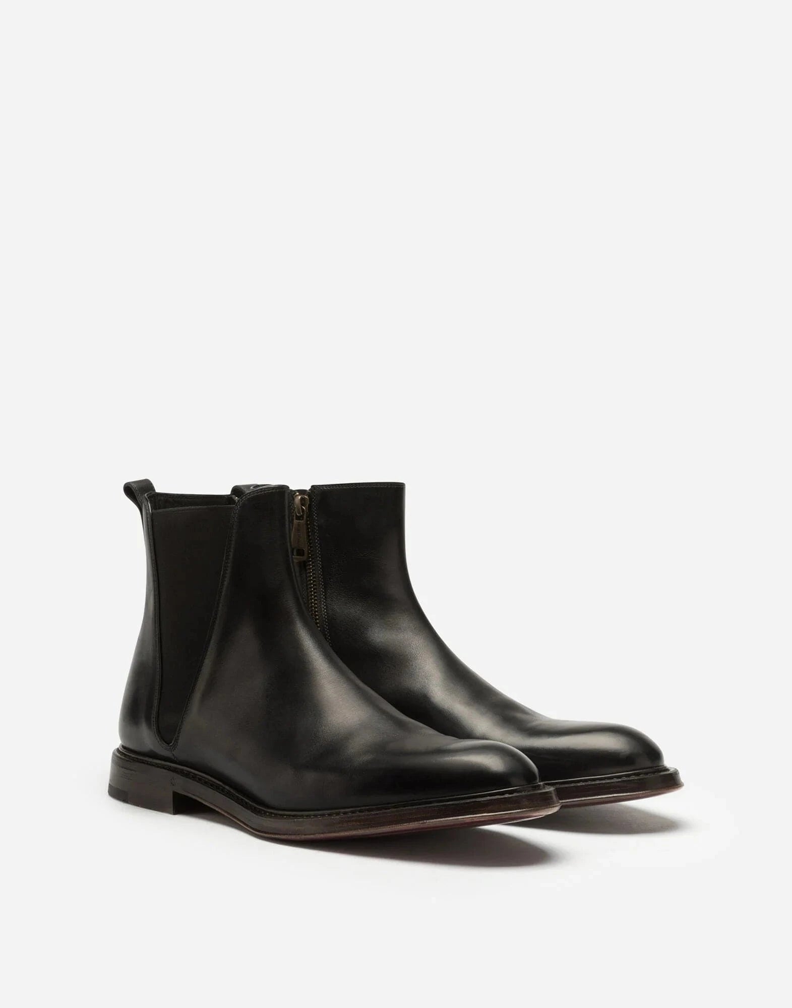 Dolce & Gabbana Black Hand-Painted Leather Chelsea Boots