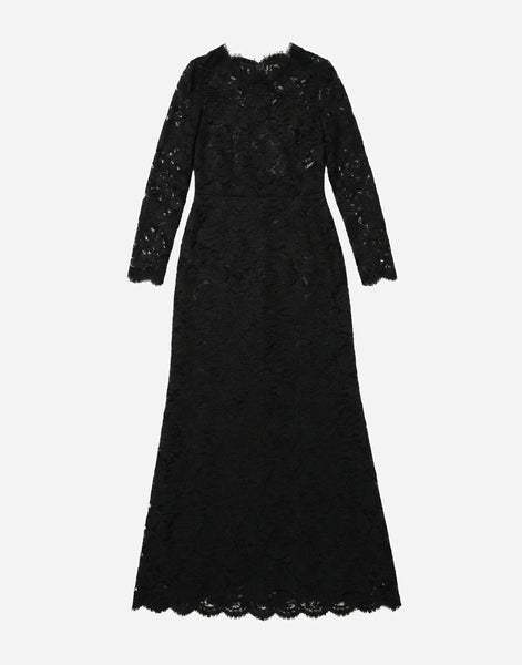Dolce & Gabbana ブラックレース長袖ガウン | Sendegaro JP