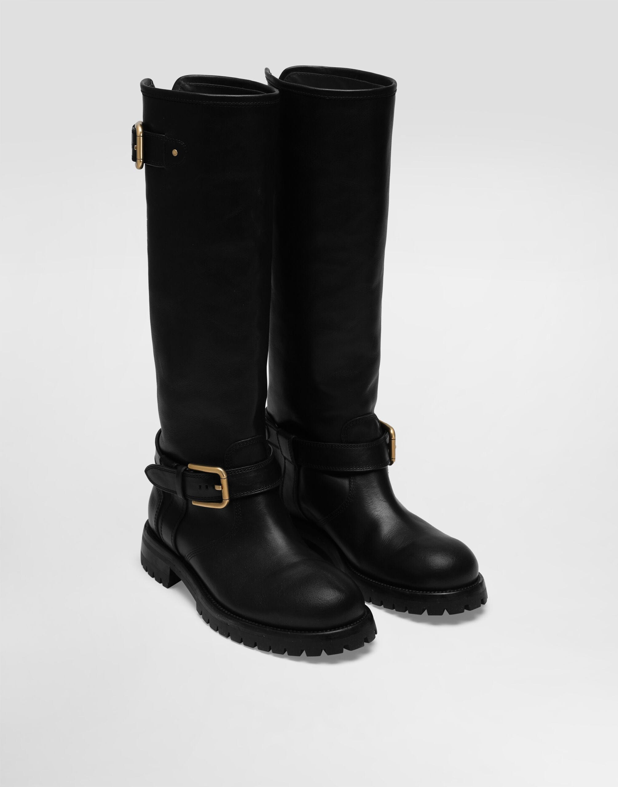 Dolce & Gabbana ブラックレザーバイカーブーツ | Sendegaro KR