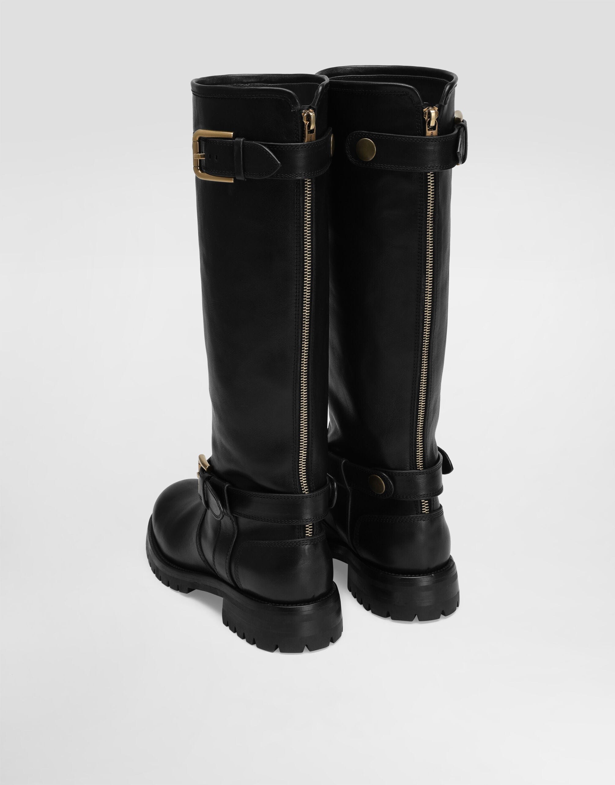 Dolce Gabbana Schwarze Bikerstiefel aus Leder Sendegaro AT