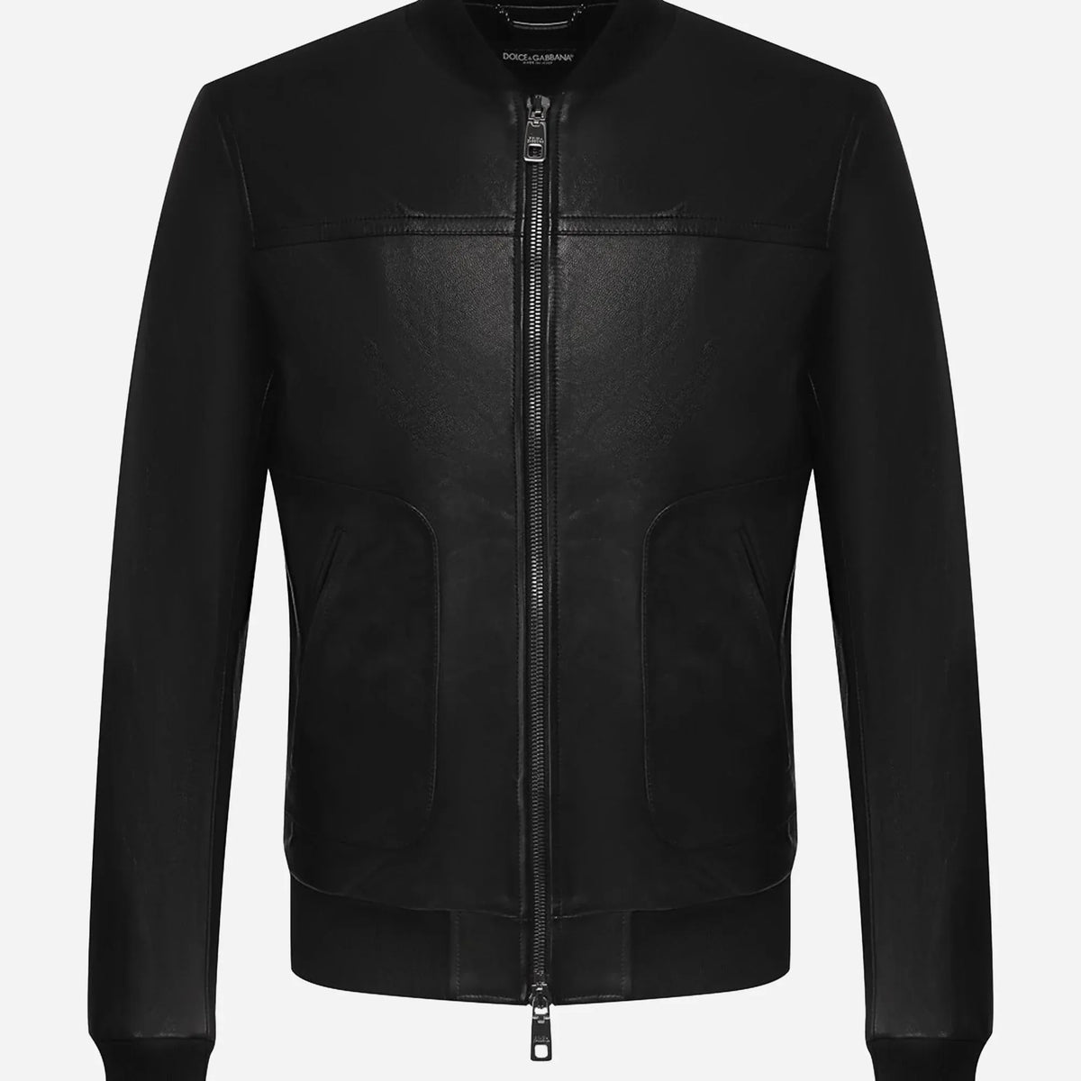 Dolce & Gabbana Black Leather Bomber Jacket | Sendegaro