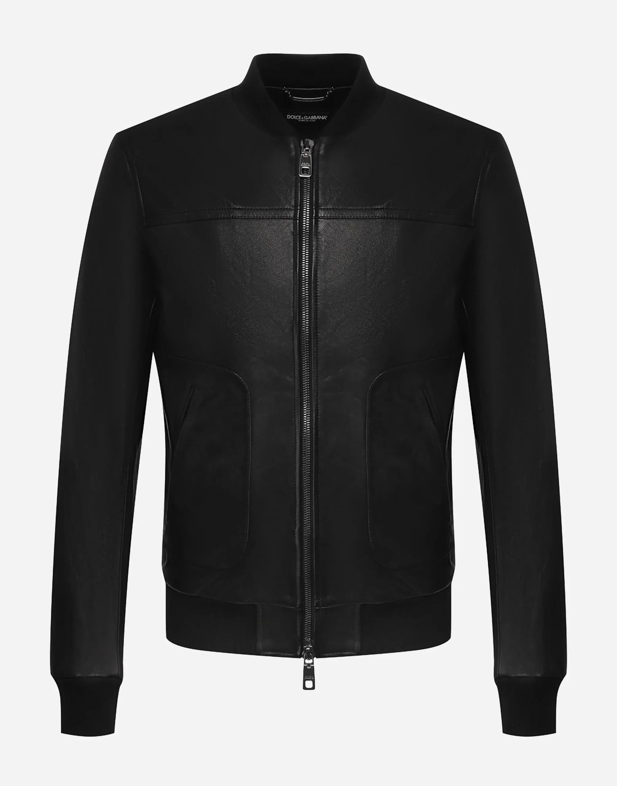 Dolce & Gabbana Black Leather Bomber Jacket