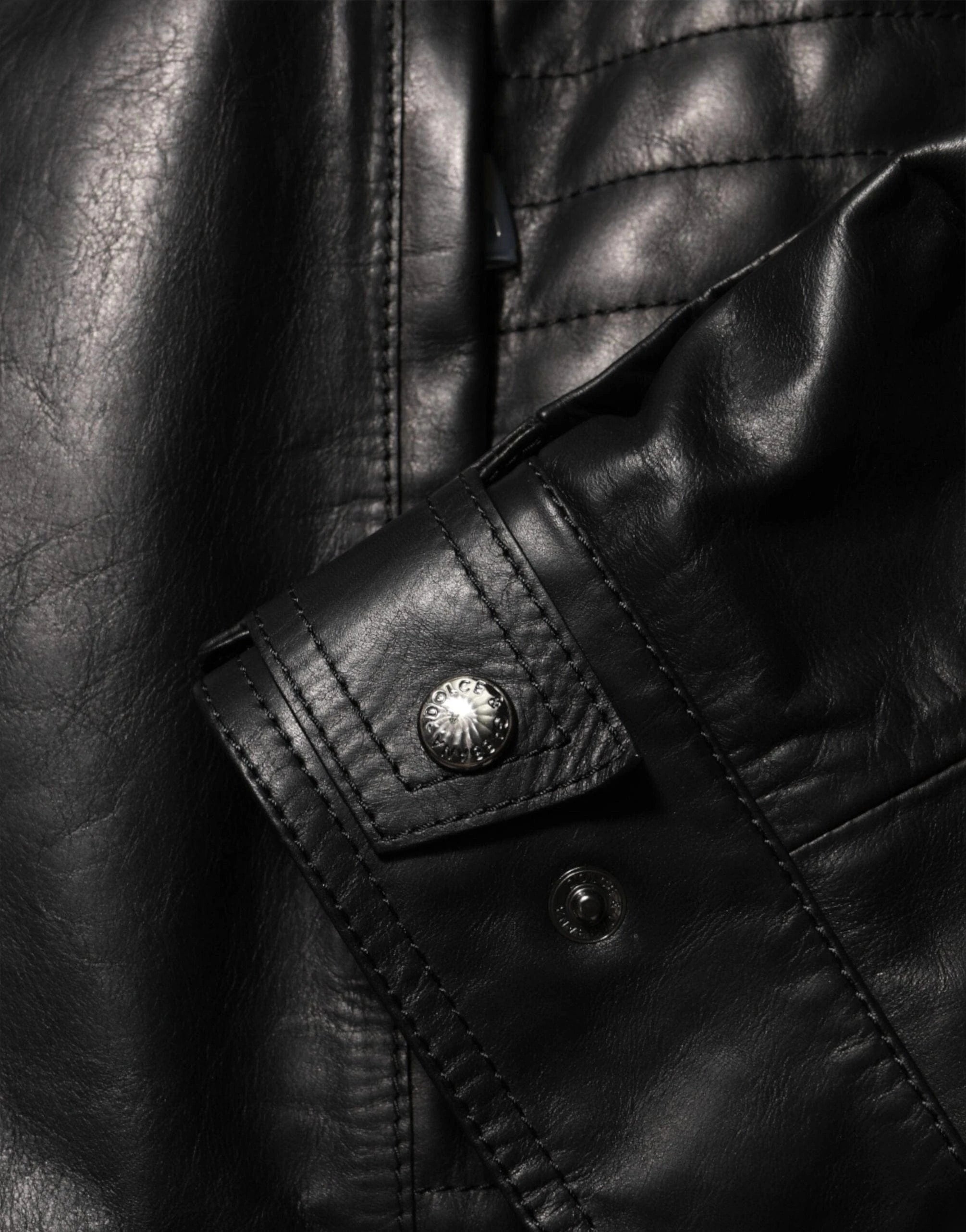 Dolce & Gabbana Black Leather Full-Zip Jacket
