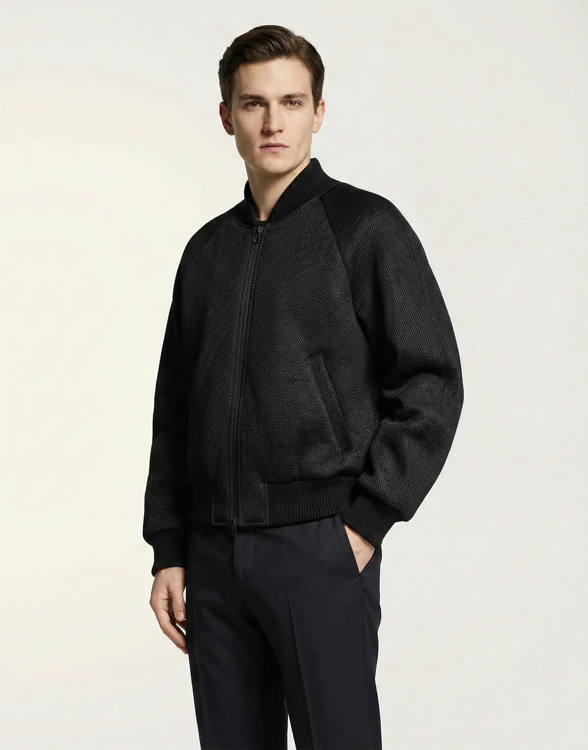 Dolce & Gabbana Black Logo-Embroidered Mesh Bomber Jacket