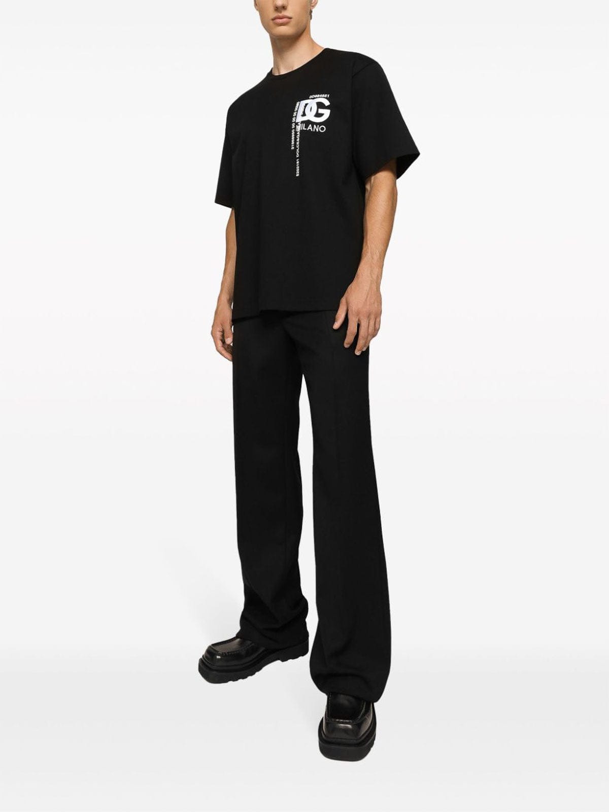 Dolce & Gabbana Black Logo-Embroidered T-Shirt | Sendegaro KR