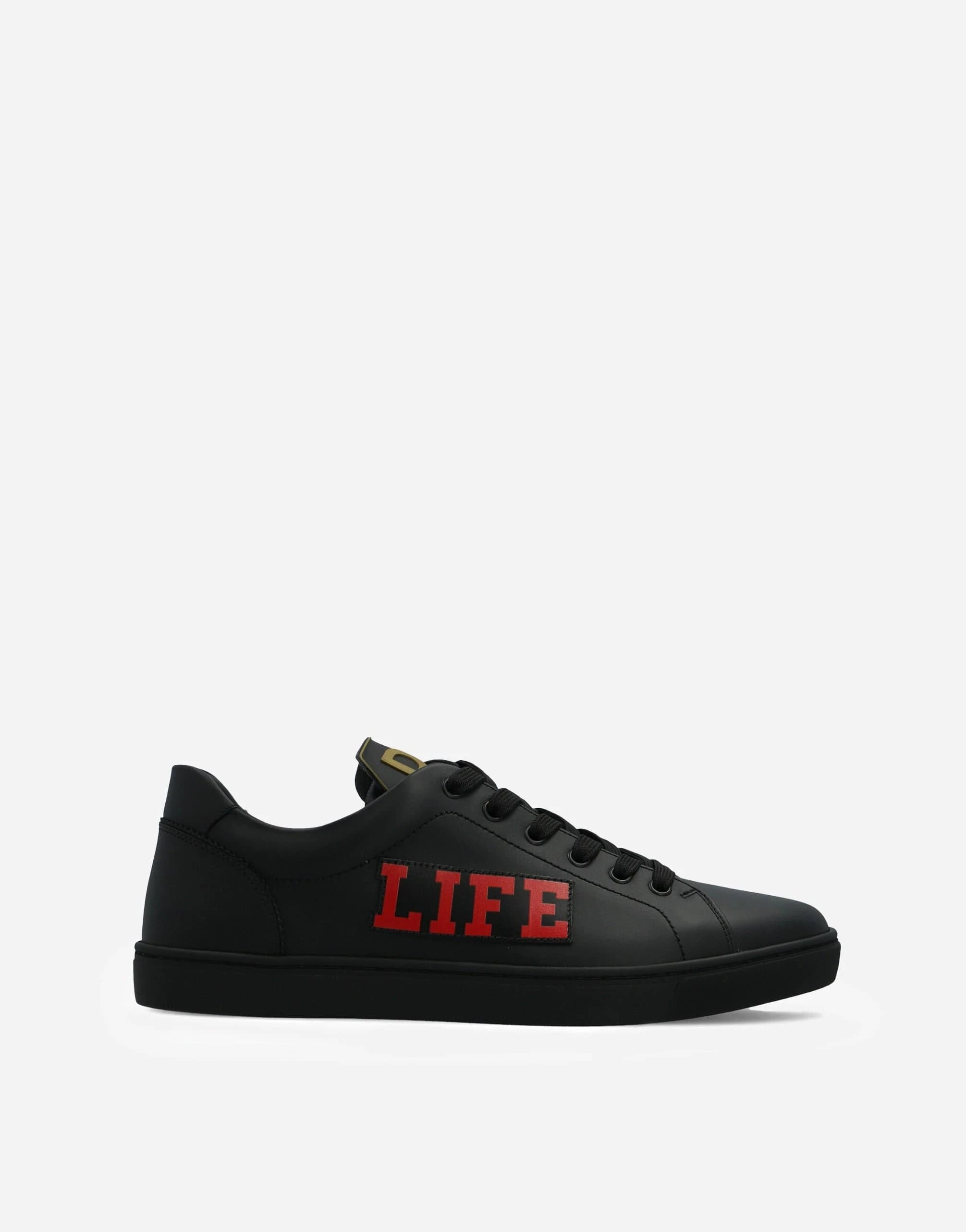Dolce Gabbana Sepatu Sneakers Kulit Hitam Low-Top Sendegaro ID