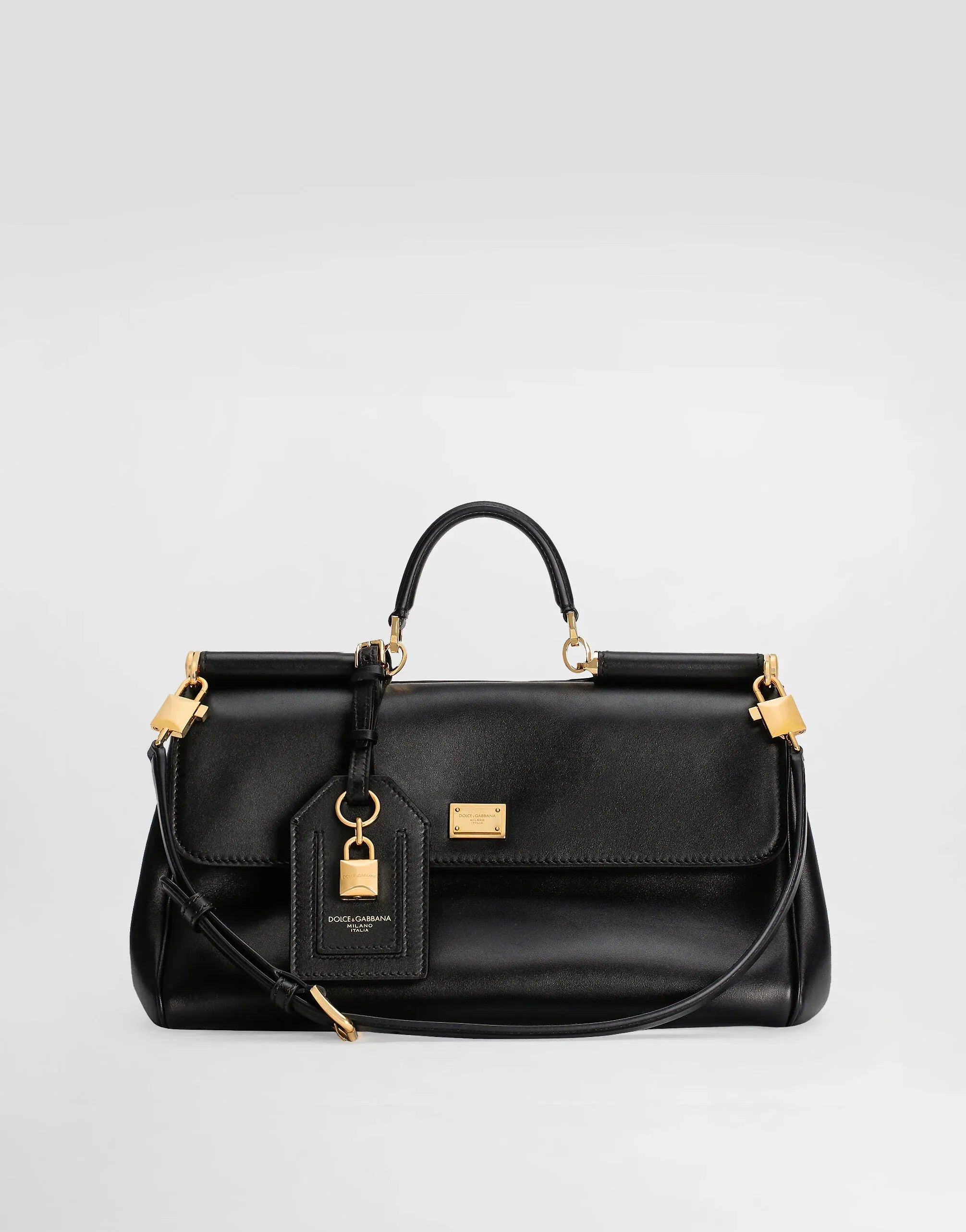 Dolce & Gabbana Black Medium My Sicily Leather Handbag