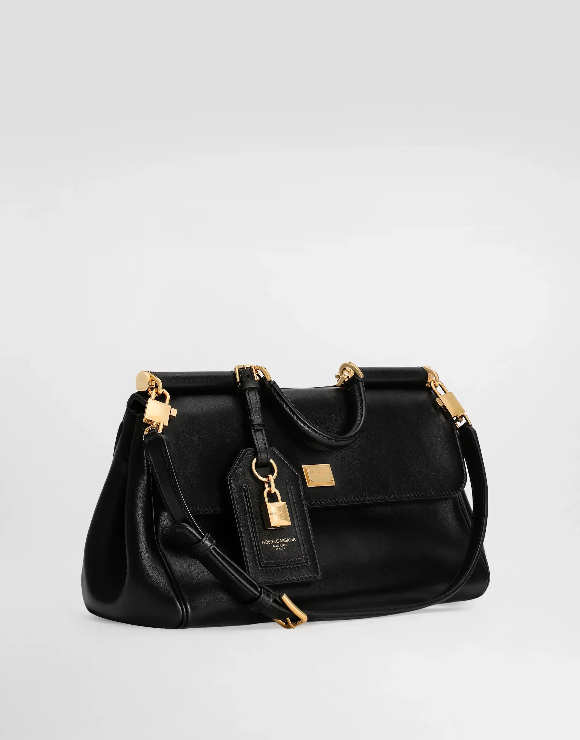 Dolce & Gabbana Black Medium My Sicily Leather Handbag