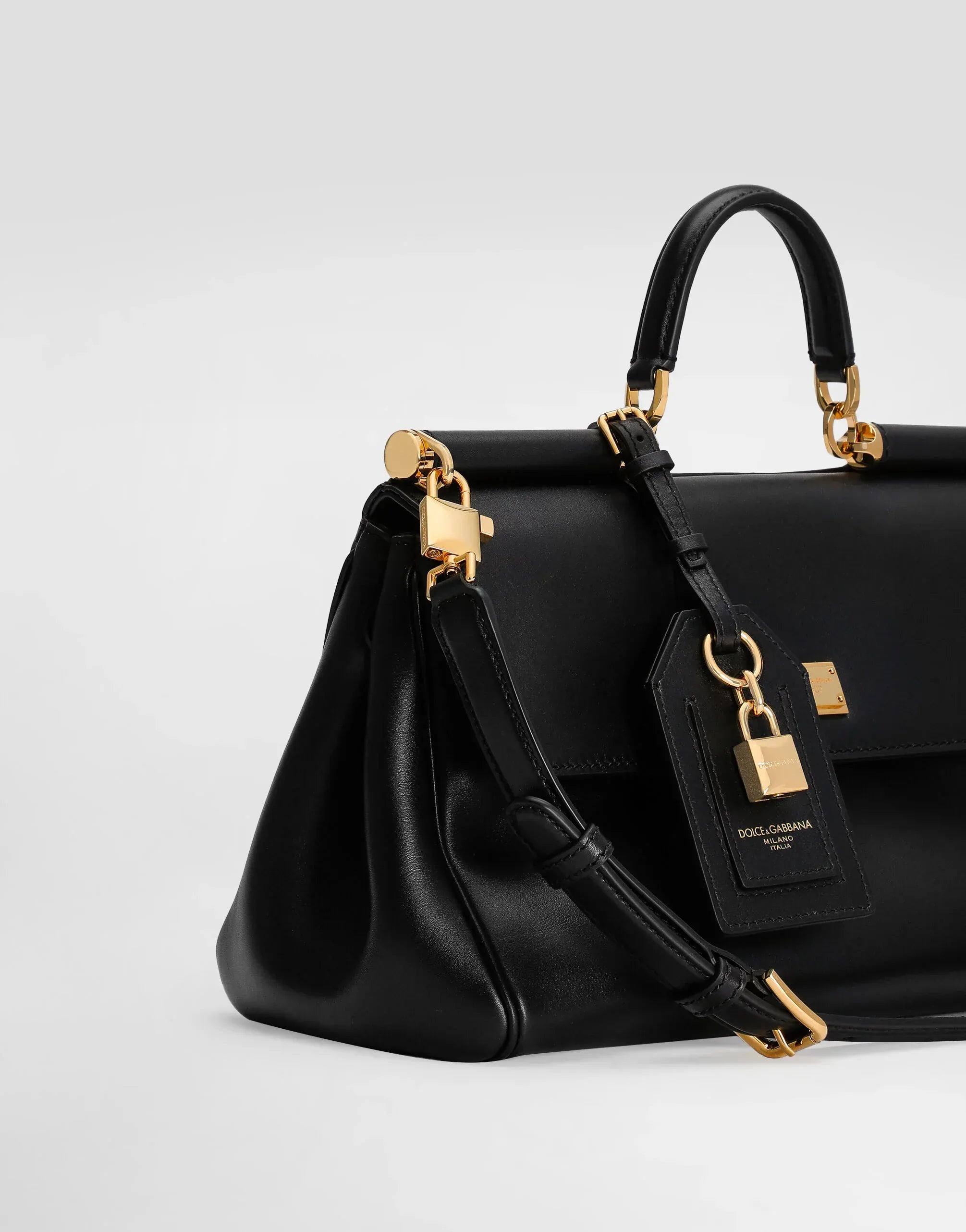 Dolce & Gabbana Black Medium My Sicily Leather Handbag