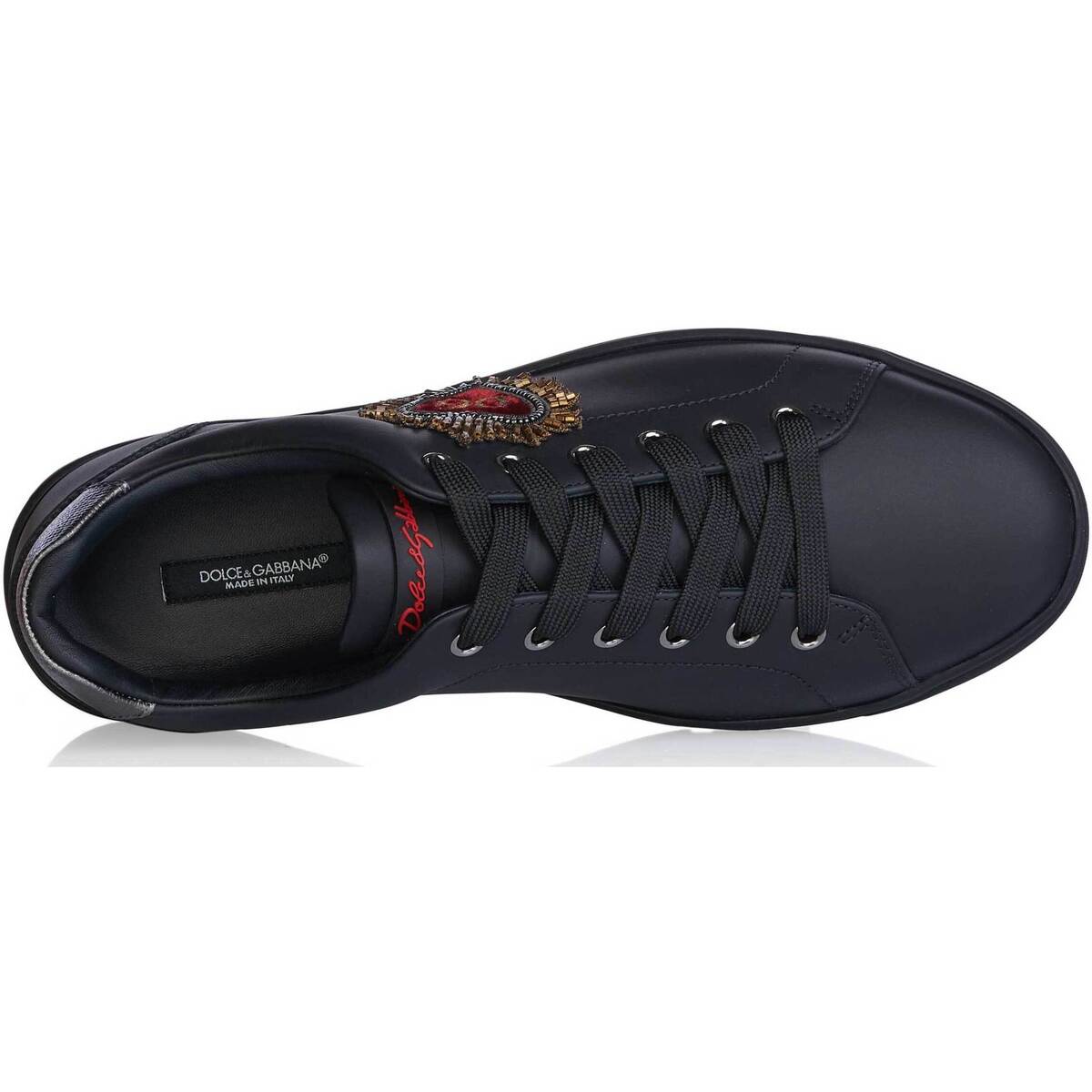 Dolce & Gabbana Black Sacred Heart Low-Top Sneakers