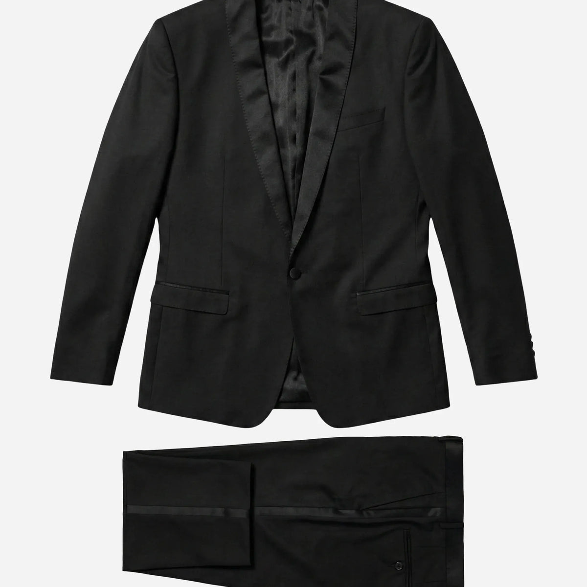 Dolce & Gabbana ブラックサテンラペルタキシードスーツ | Sendegaro JP