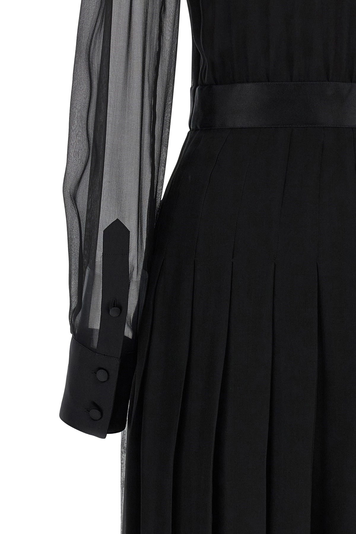 Dolce & Gabbana Black Silk Chiffon Midi Dress