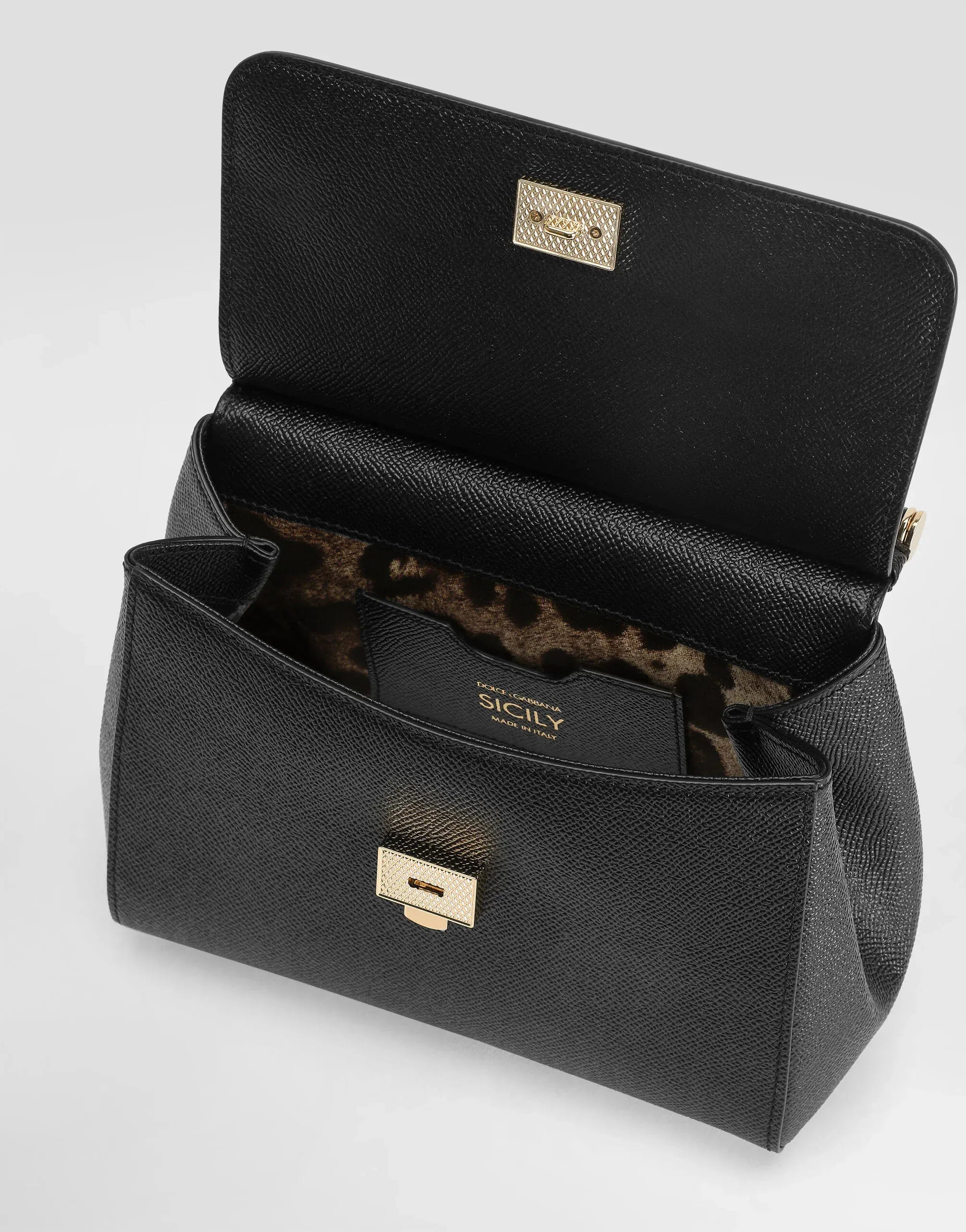 Dolce & Gabbana Black Small Sicily Leather Handbag