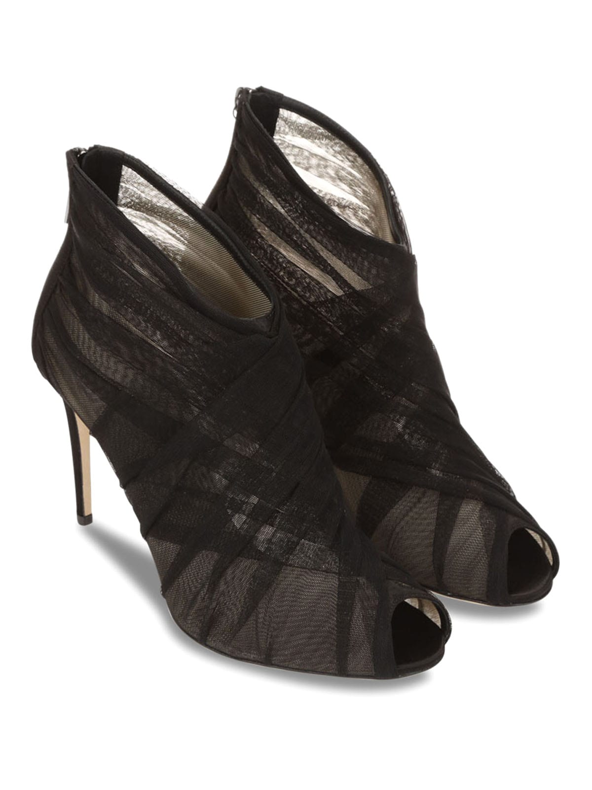 Dolce & Gabbana Black Stretch Tulle Open-Toe Booties - alternate view