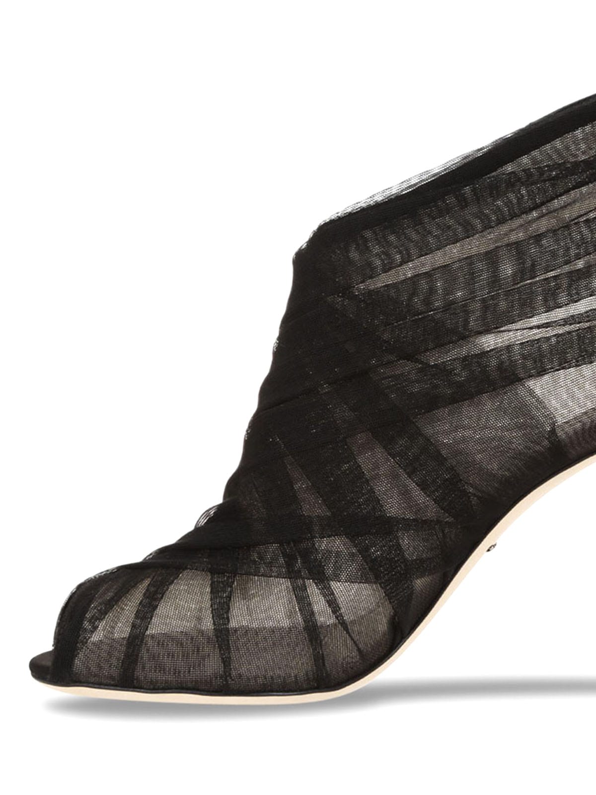 Dolce & Gabbana Black Stretch Tulle Open-Toe Booties
