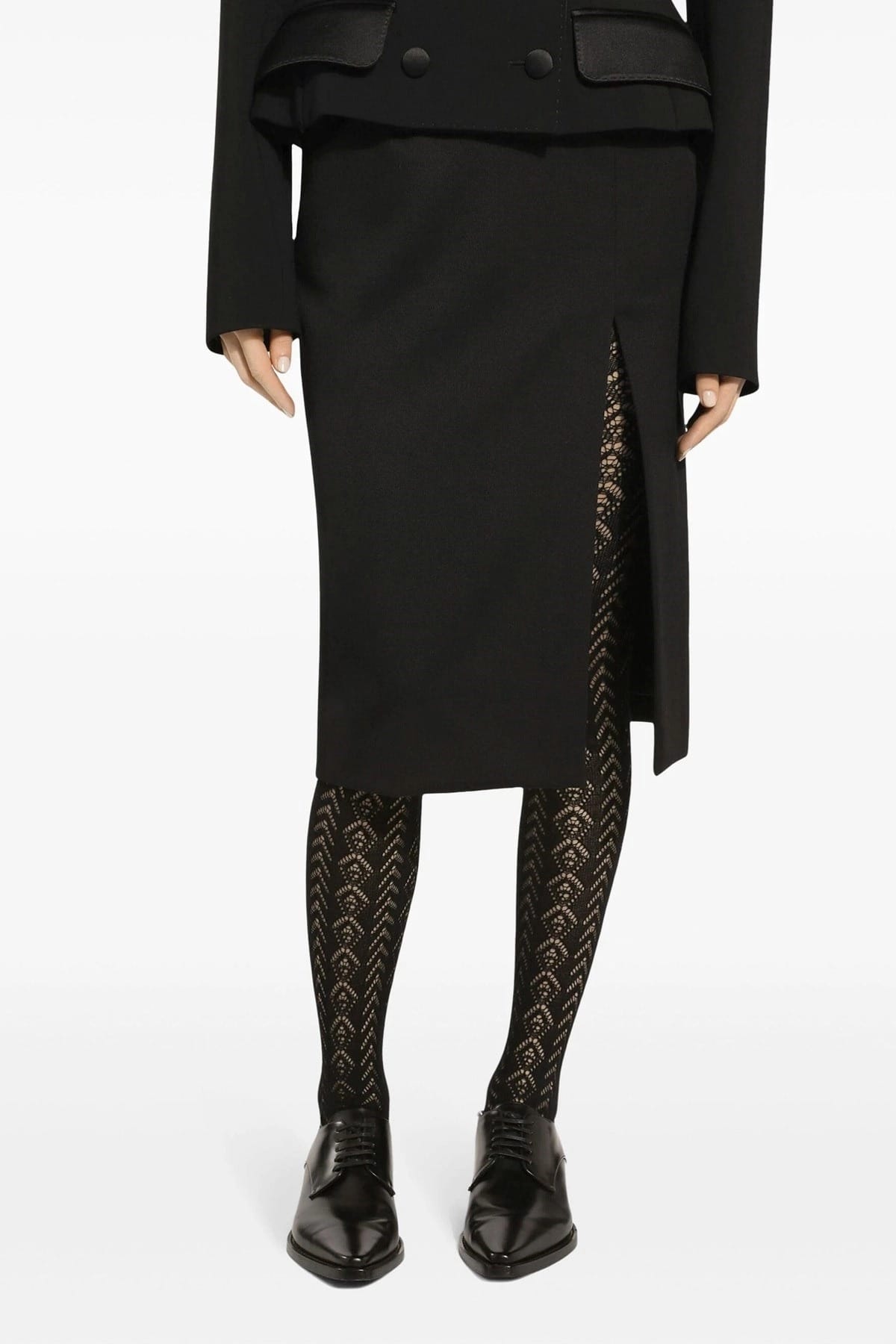 Dolce & Gabbana Dolce & Gabbana Black Wool Slit Skirt