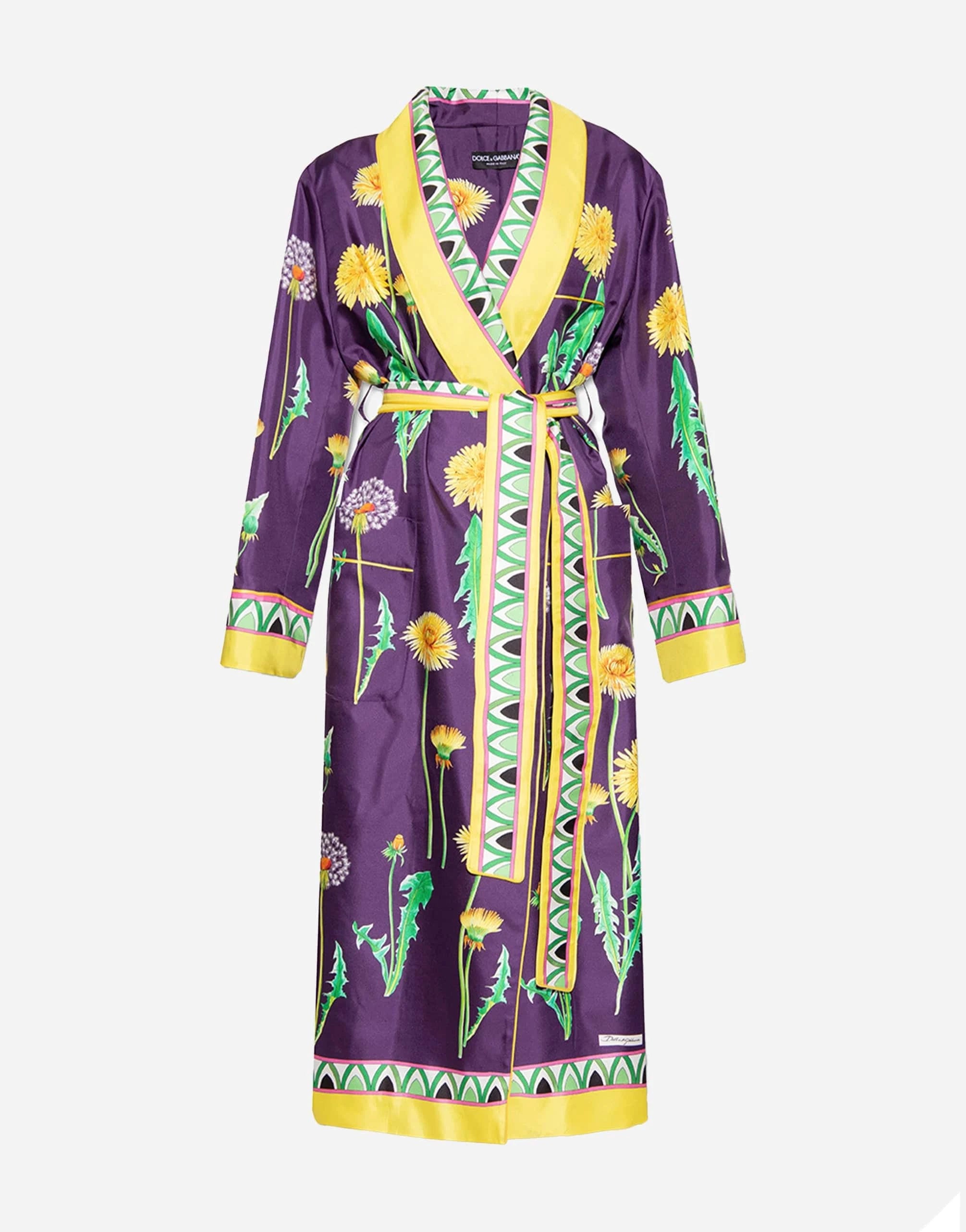 Dolce & Gabbana Blue Floral-Print Silk Robe