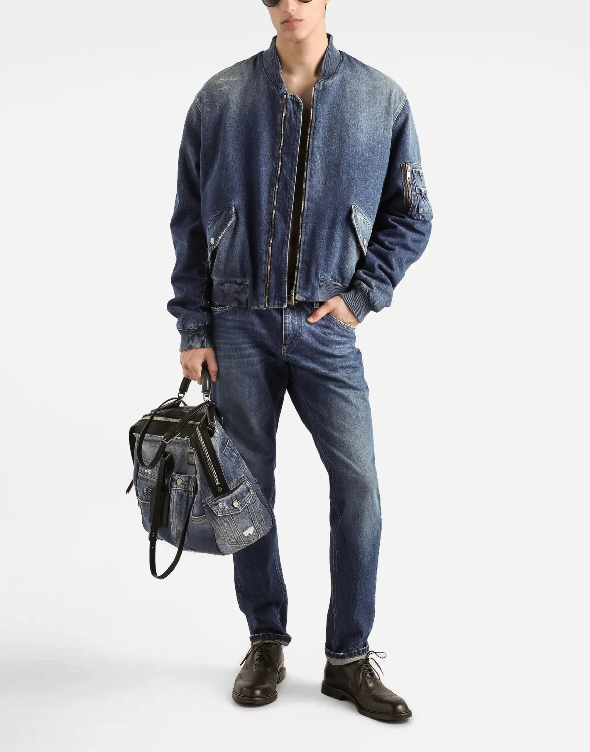 Dolce & Gabbana Blue Logo-Plaque Denim Jeans