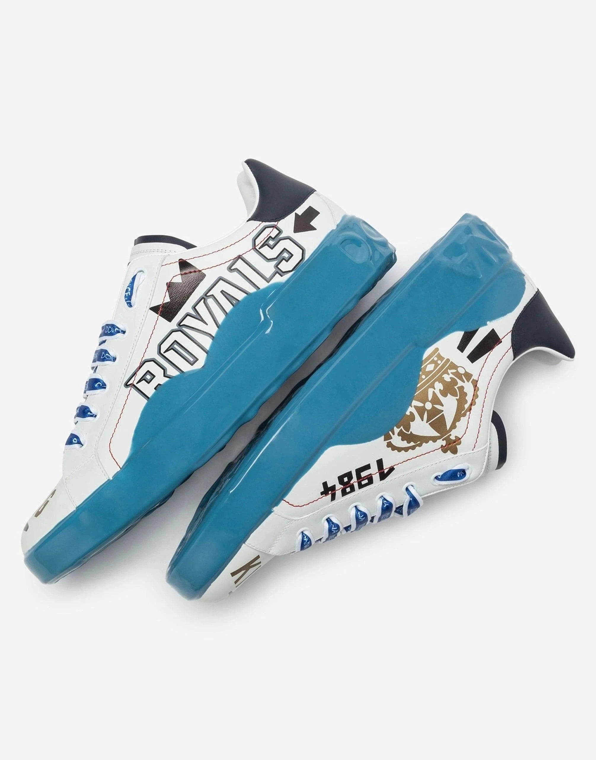 Dolce & Gabbana Blue Portofino Melt Leather Sneakers