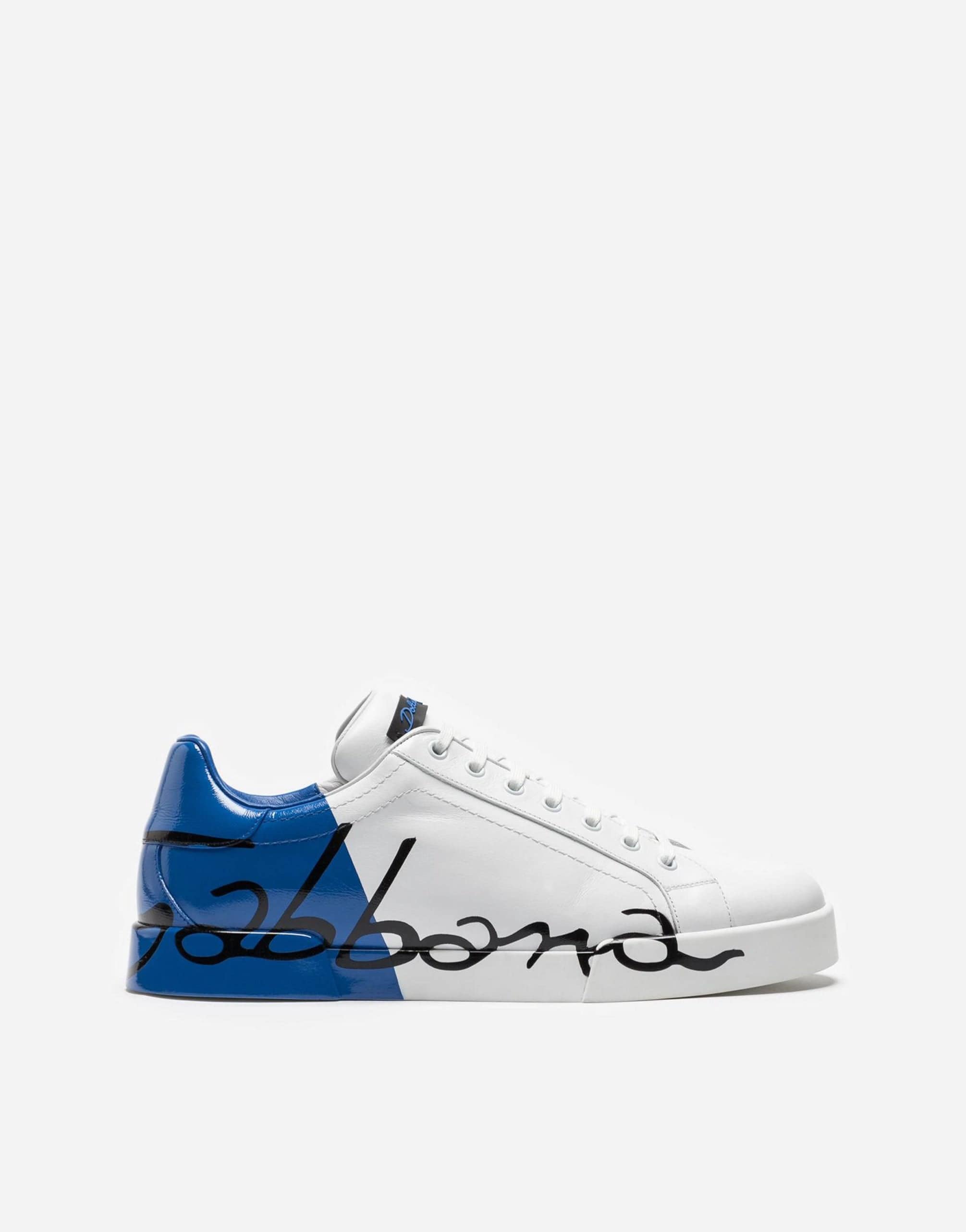 Dolce & Gabbana Blue Portofino Sneakers In Leather