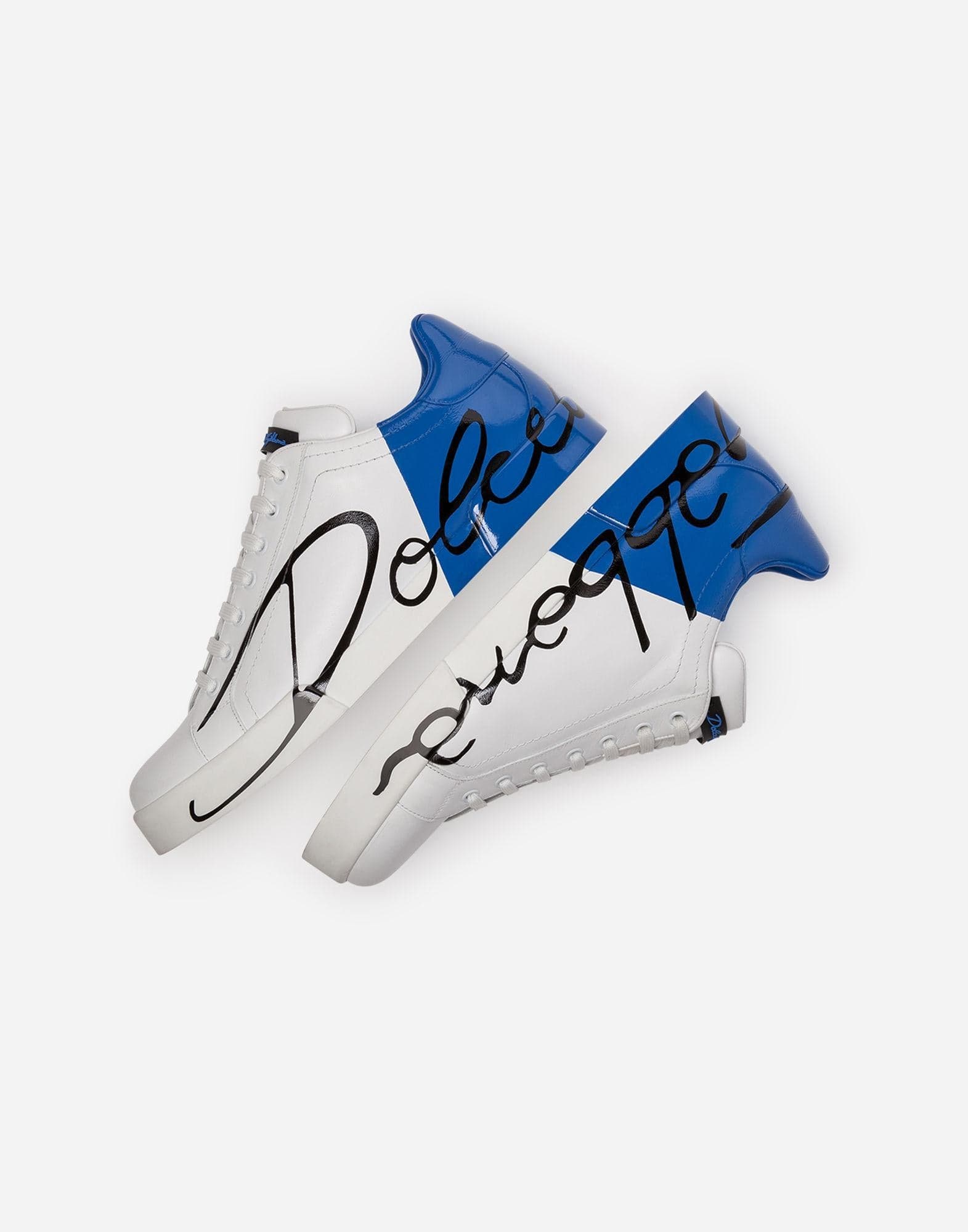 Dolce & Gabbana Blue Portofino Sneakers In Leather