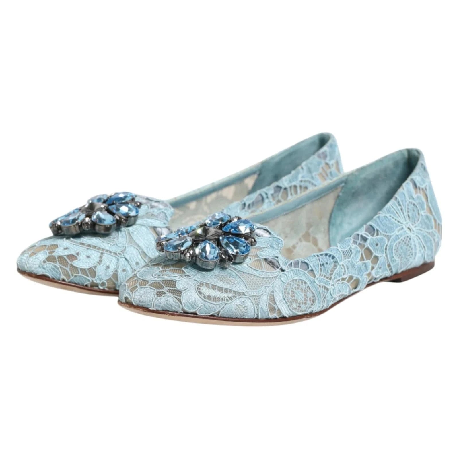 Dolce & Gabbana Blue Vally Taormina Lace Ballerina Flats