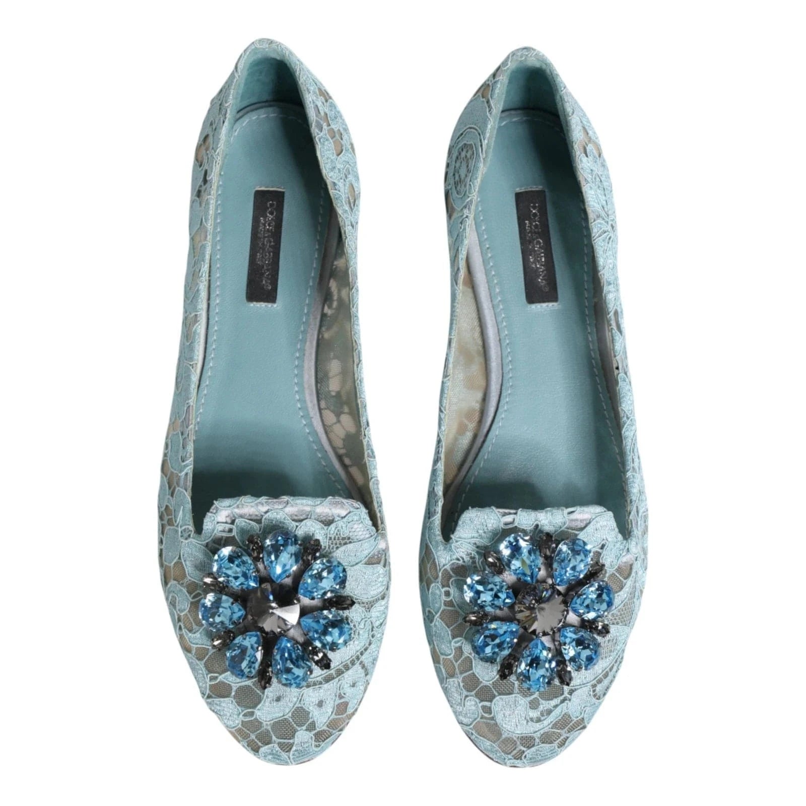 Dolce & Gabbana Blue Vally Taormina Lace Ballerina Flats