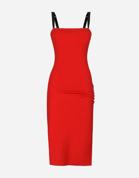 Dolce & Gabbana Red Stretch Bodycon Sheath Knee Length Dress