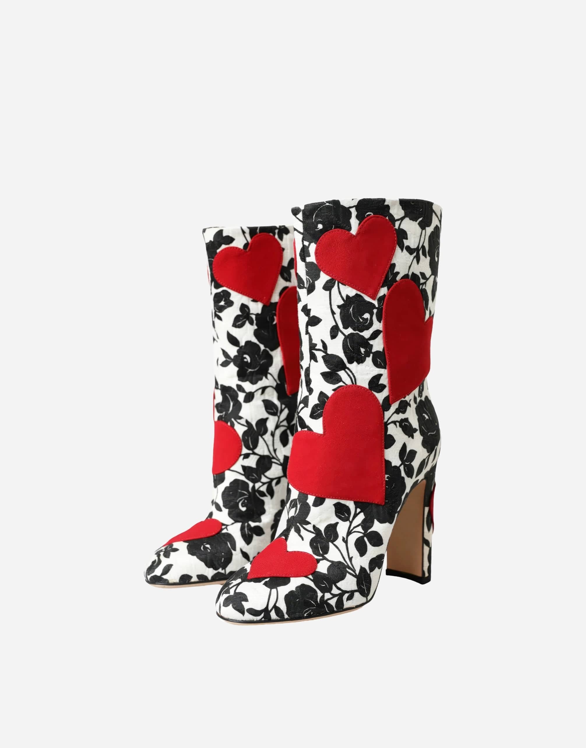 Dolce & Gabbana Boots With Floral Print And Heart Patches
