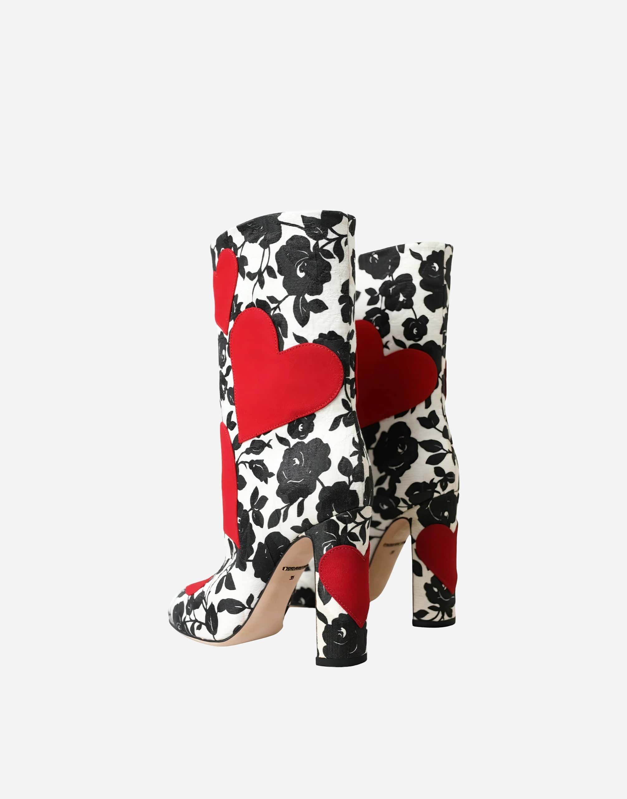 Dolce & Gabbana Boots With Floral Print And Heart Patches