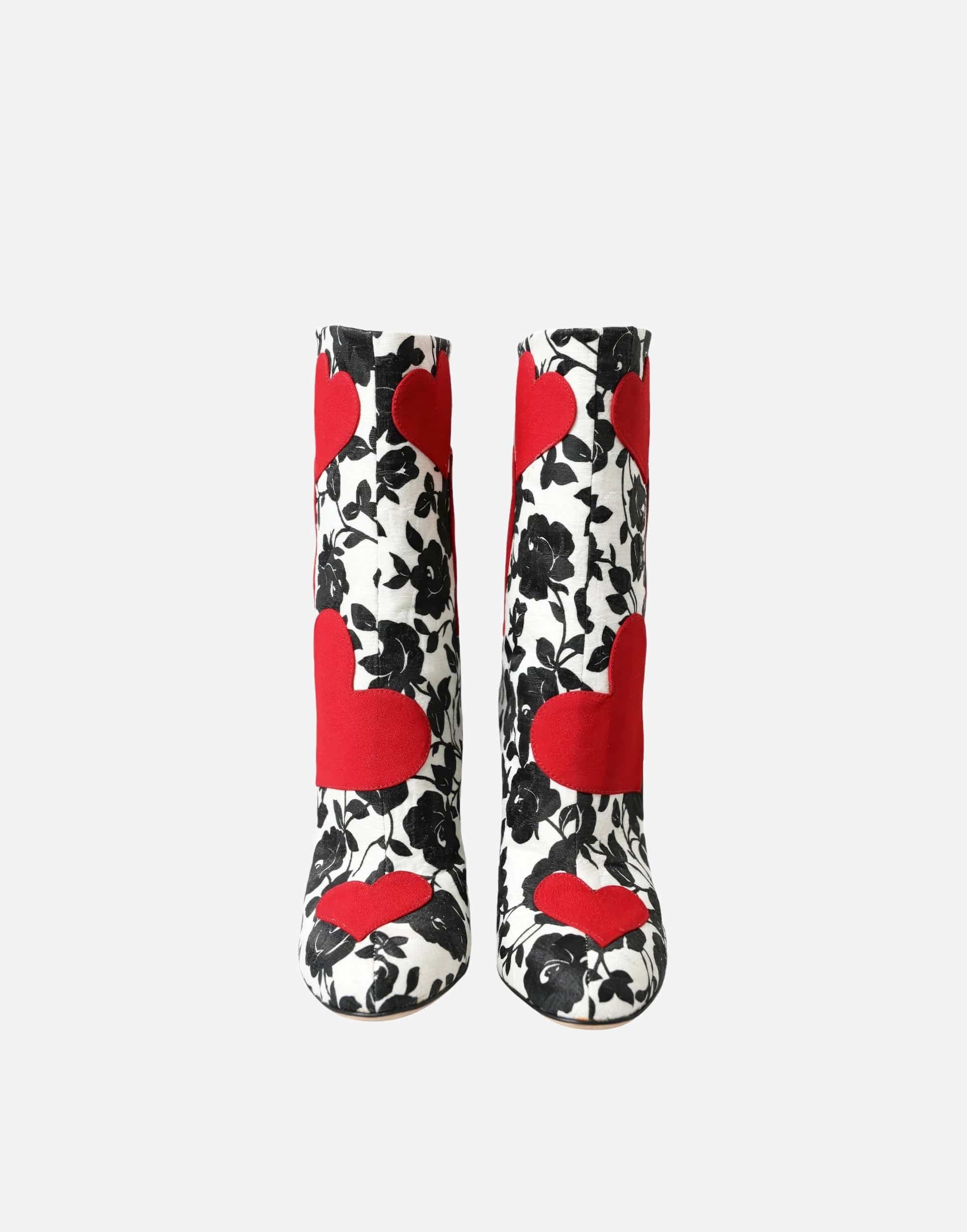 Dolce & Gabbana Boots With Floral Print And Heart Patches