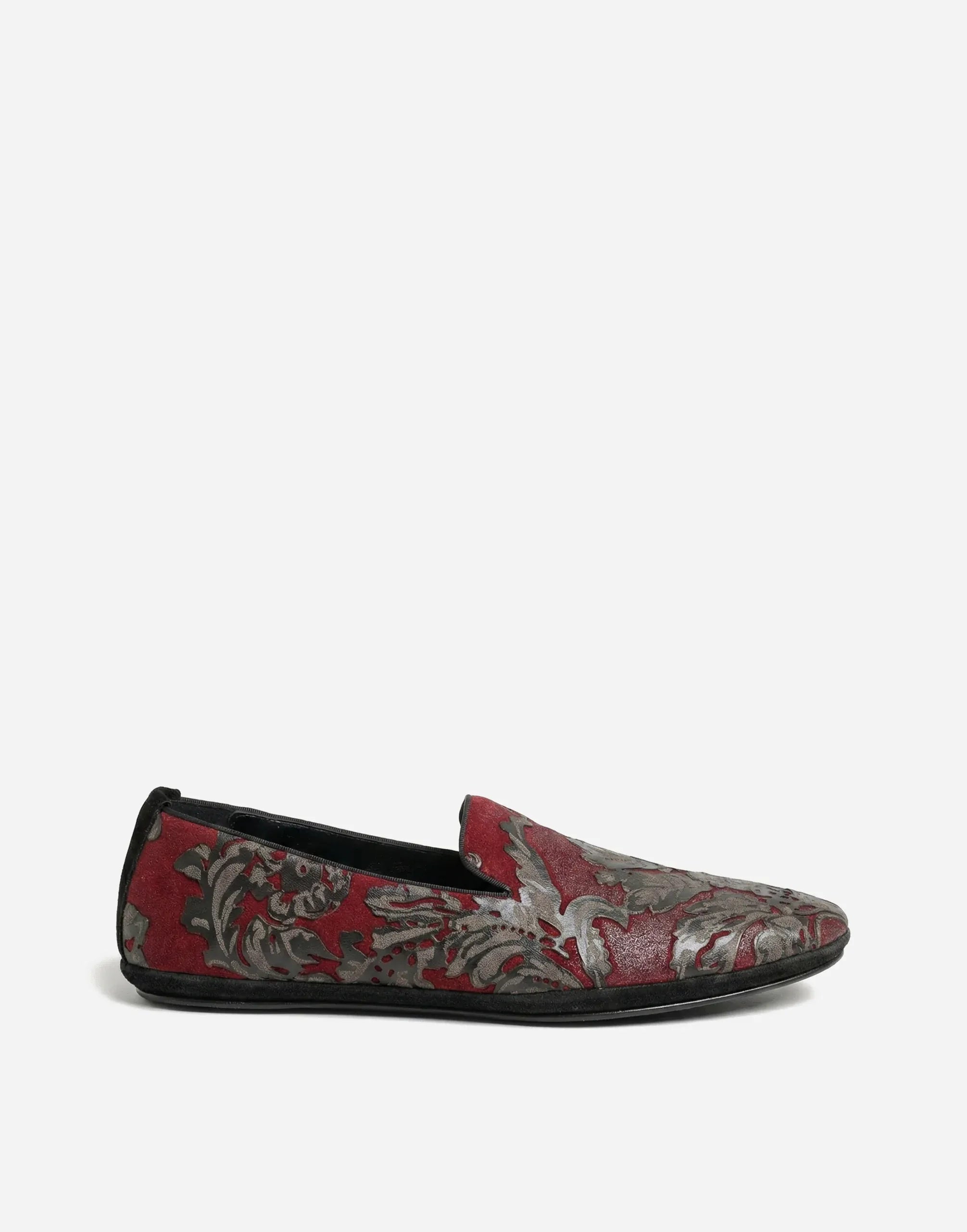 Dolce & Gabbana Bordeaux Jacquard Slip-On Loafers