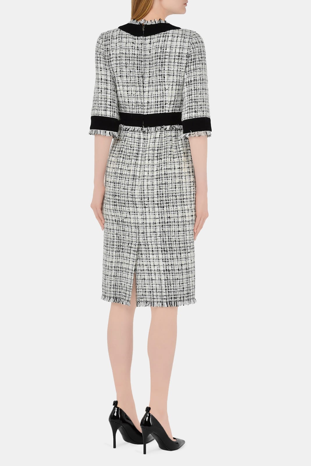 Dolce & Gabbana Dolce & Gabbana Bouclé Tweed Contrast Midi Dress