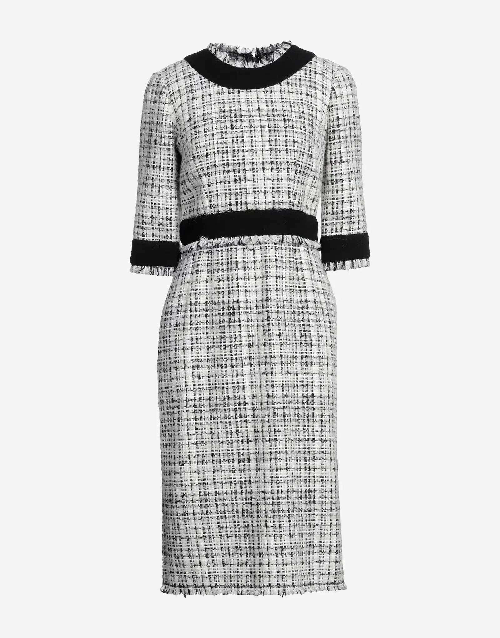Dolce & Gabbana Dolce & Gabbana Bouclé Tweed Contrast Midi Dress