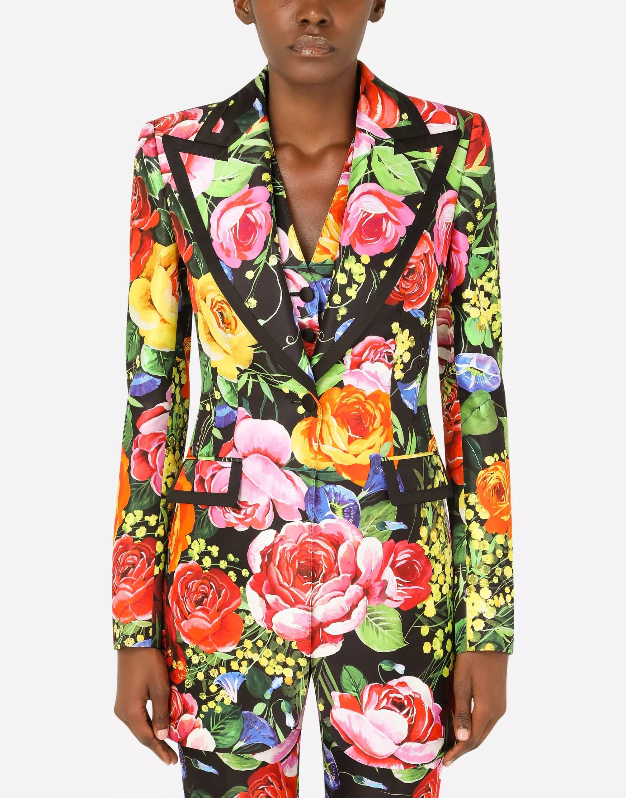 Dolce & Gabbana Bouquet-Print Mikado Turlington Jacket