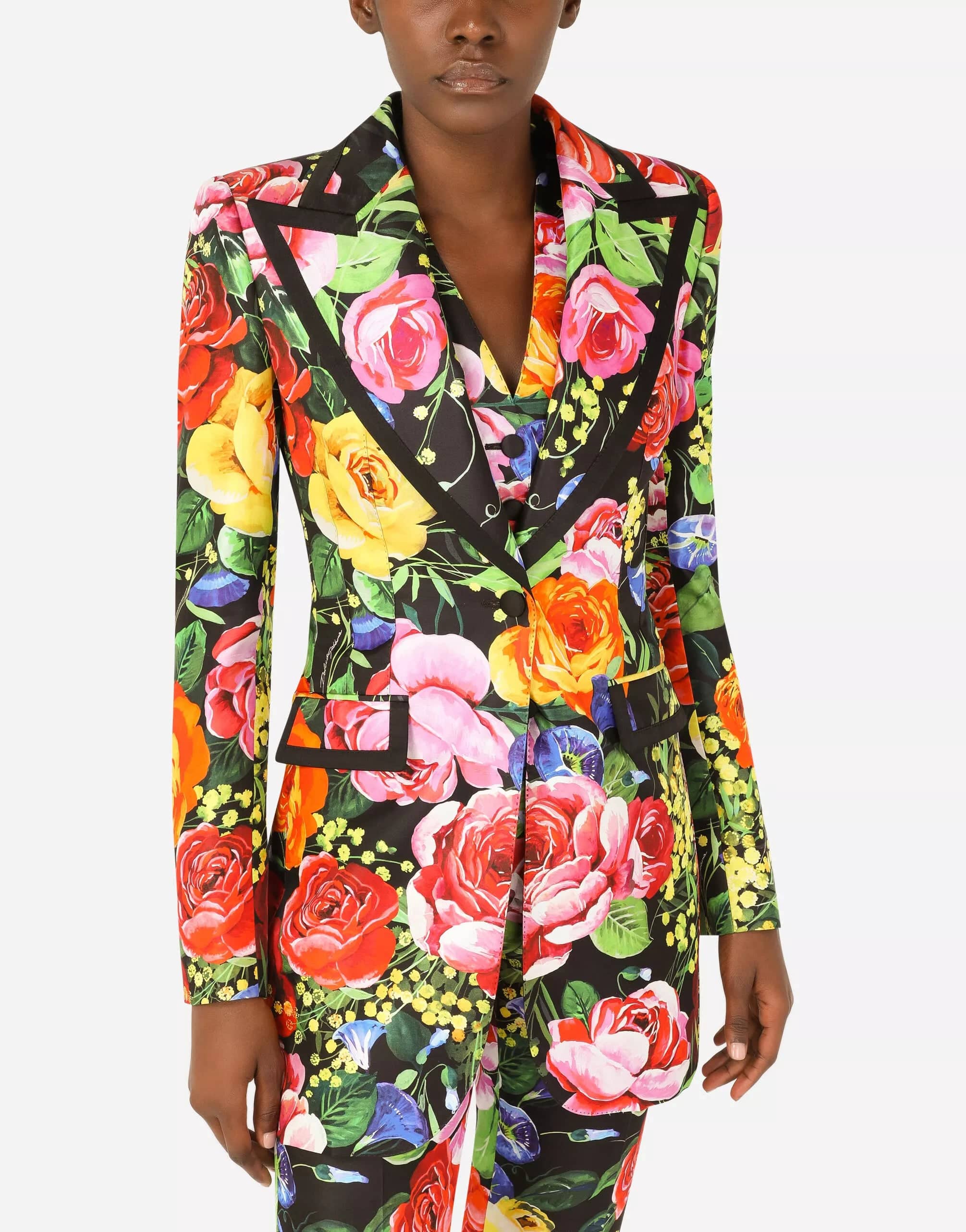 Bouquet-Print Mikado Turlington Jacket
