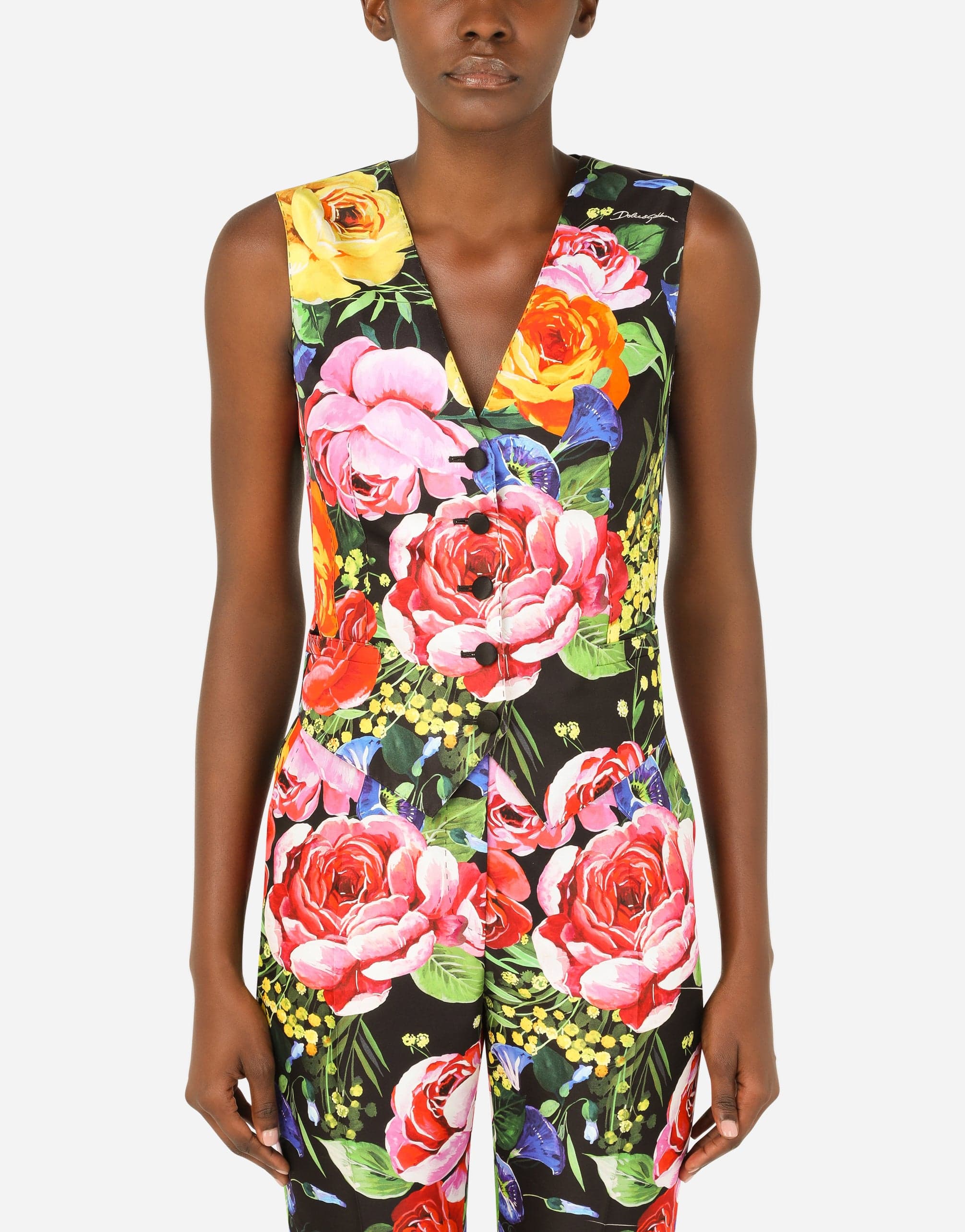 Dolce & Gabbana Bouquet-Print Mikado Vest