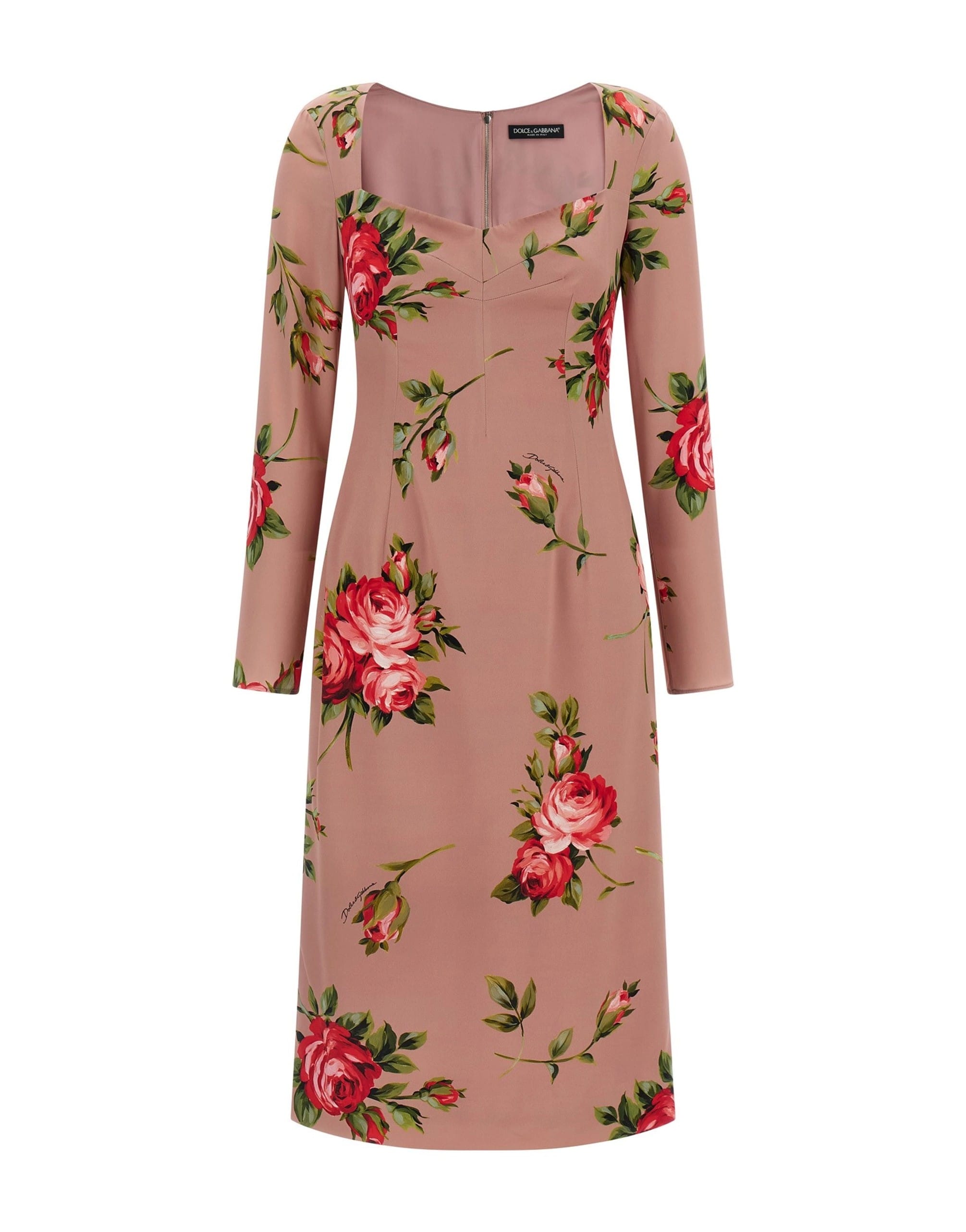 Dolce & Gabbana Dolce & Gabbana Bouquet Rose Silk Midi Dress