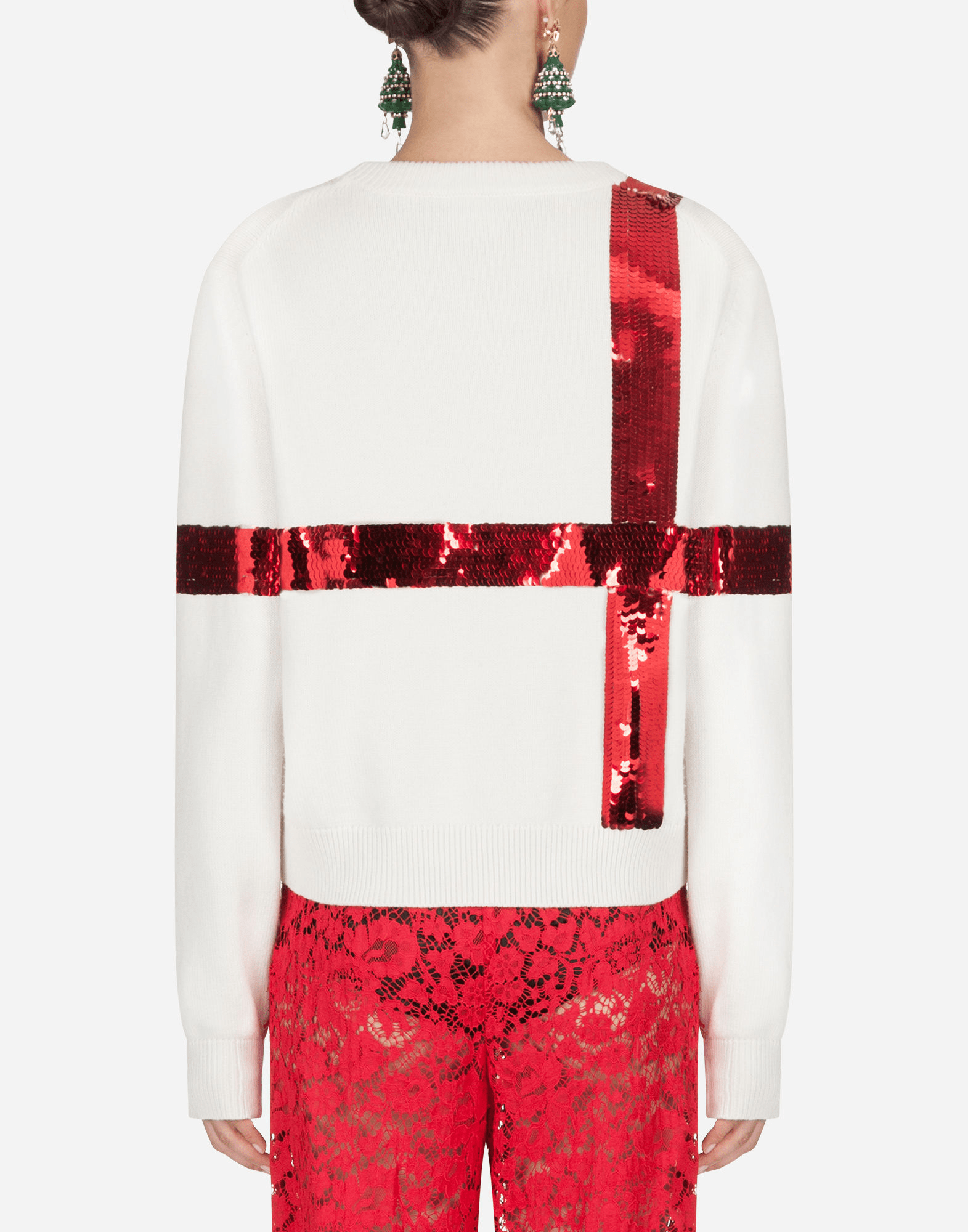 Dolce & Gabbana Bow Sequin-Embellished Knit Sweater
